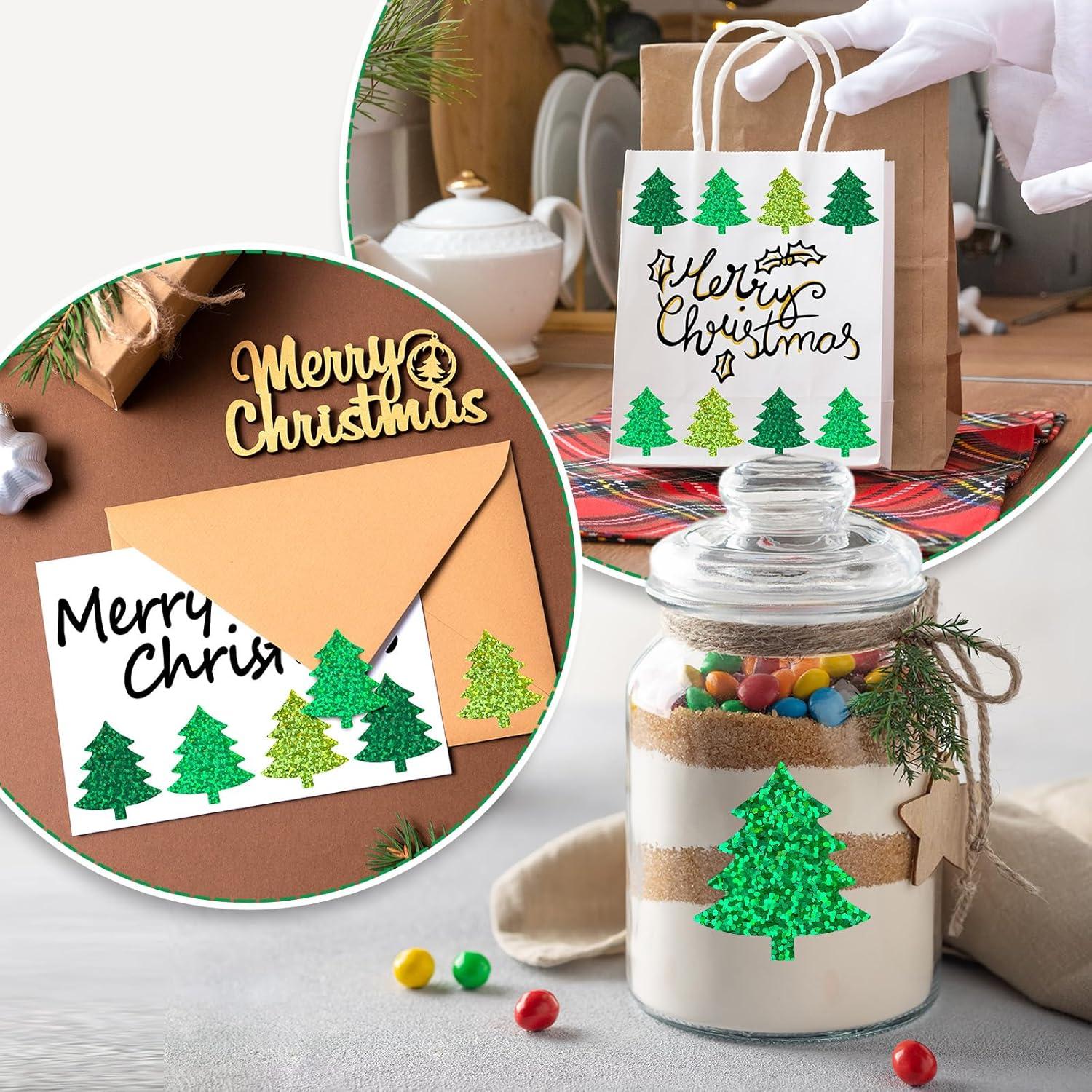 imageWhaline Fall Thanksgiving Pumpkin Stickers Roll Glitter Pumpkin Paper Decal 3 Color Sparkly Autumn SelfAdhesive Decorative Stickers for Envelope Journal Decor Party Supplies 500PcsChristmas Tree