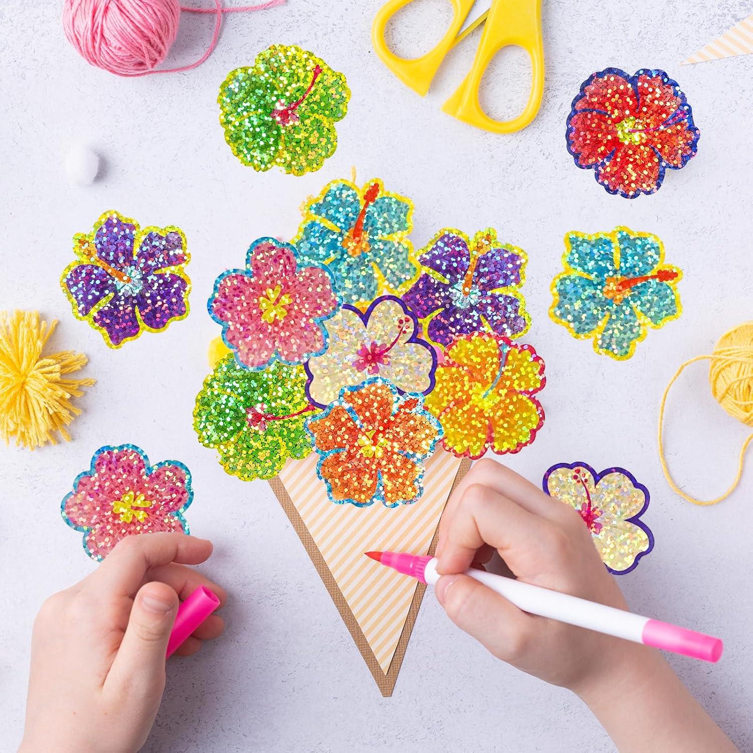 imageWhaline Fall Thanksgiving Pumpkin Stickers Roll Glitter Pumpkin Paper Decal 3 Color Sparkly Autumn SelfAdhesive Decorative Stickers for Envelope Journal Decor Party Supplies 500PcsHibiscus