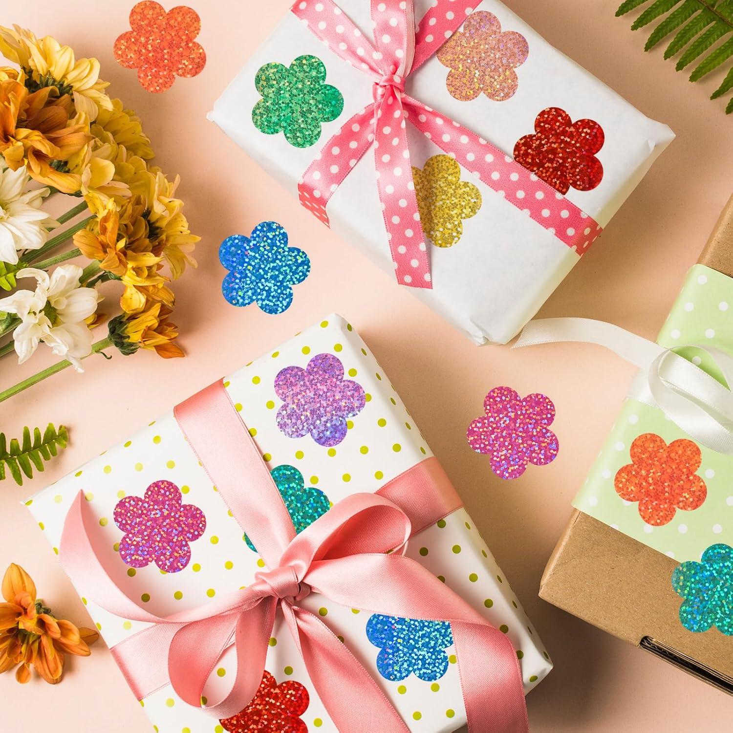 imageWhaline Fall Thanksgiving Pumpkin Stickers Roll Glitter Pumpkin Paper Decal 3 Color Sparkly Autumn SelfAdhesive Decorative Stickers for Envelope Journal Decor Party Supplies 500PcsFlower