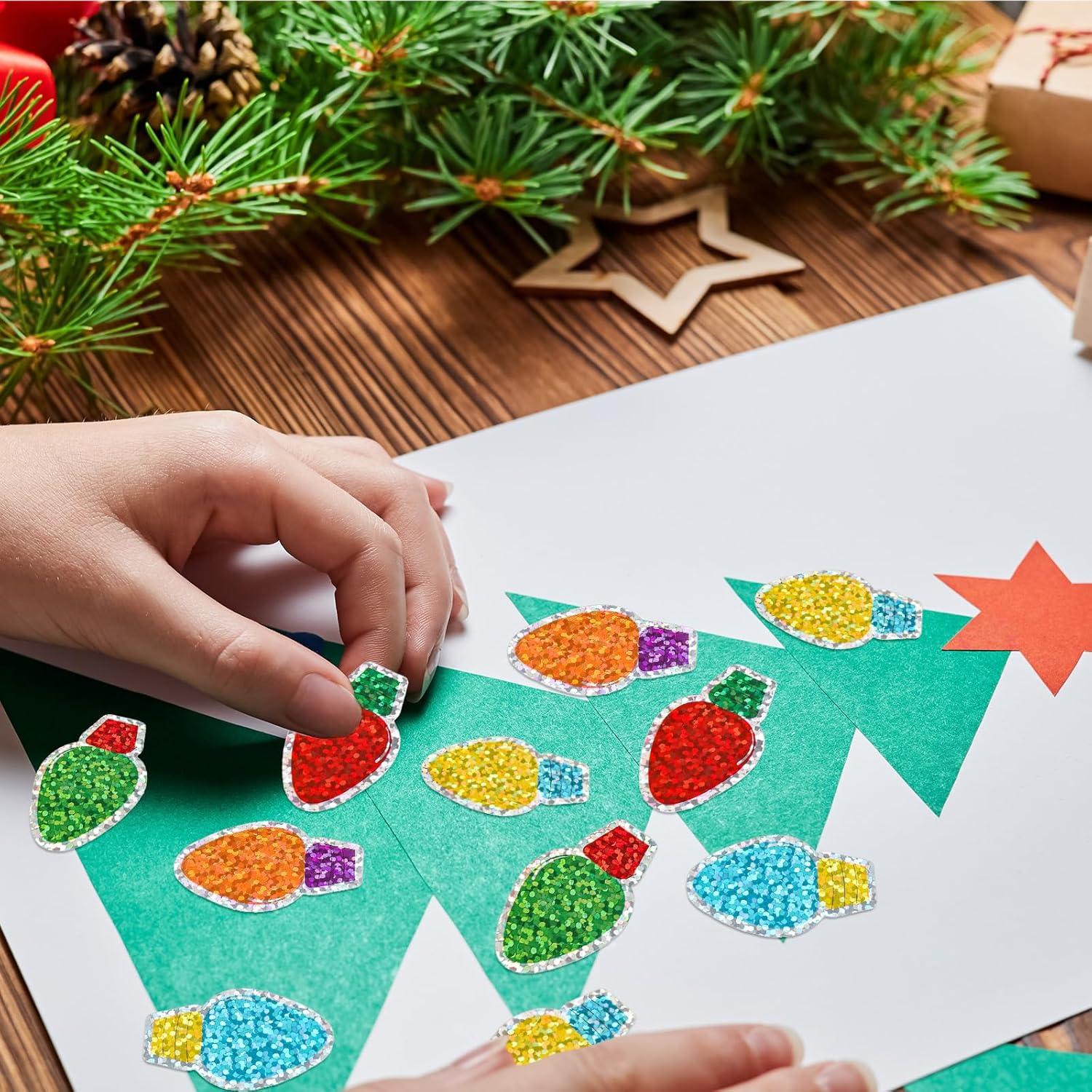 imageWhaline Fall Thanksgiving Pumpkin Stickers Roll Glitter Pumpkin Paper Decal 3 Color Sparkly Autumn SelfAdhesive Decorative Stickers for Envelope Journal Decor Party Supplies 500PcsChristmas Light Bulb