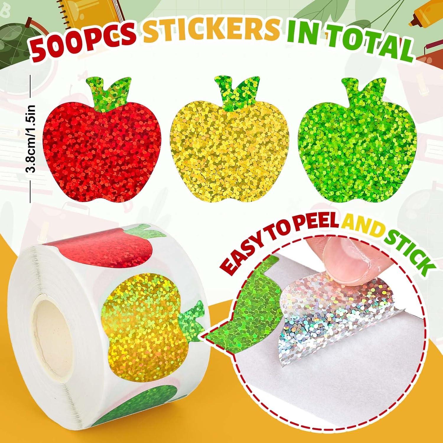 imageWhaline Fall Thanksgiving Pumpkin Stickers Roll Glitter Pumpkin Paper Decal 3 Color Sparkly Autumn SelfAdhesive Decorative Stickers for Envelope Journal Decor Party Supplies 500PcsApple