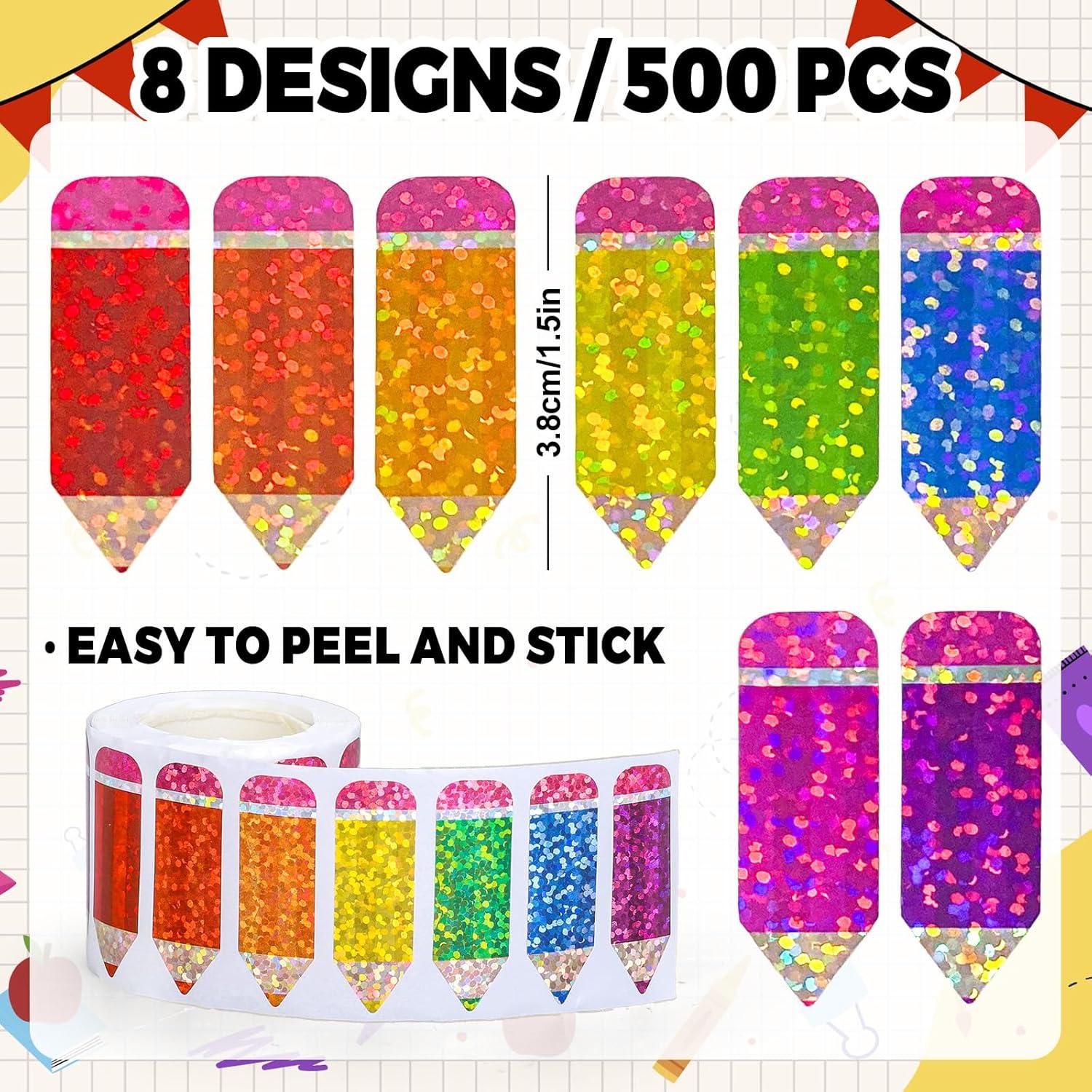 imageWhaline Fall Thanksgiving Pumpkin Stickers Roll Glitter Pumpkin Paper Decal 3 Color Sparkly Autumn SelfAdhesive Decorative Stickers for Envelope Journal Decor Party Supplies 500PcsPencil