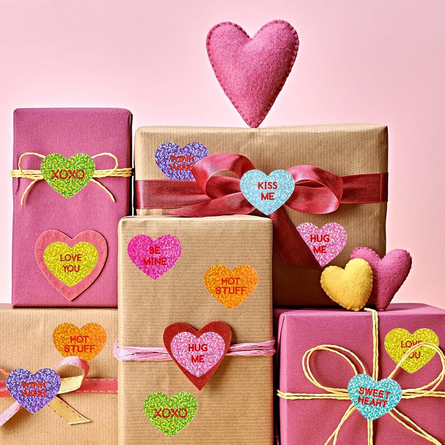 imageWhaline Fall Thanksgiving Pumpkin Stickers Roll Glitter Pumpkin Paper Decal 3 Color Sparkly Autumn SelfAdhesive Decorative Stickers for Envelope Journal Decor Party Supplies 500PcsConversation Heart