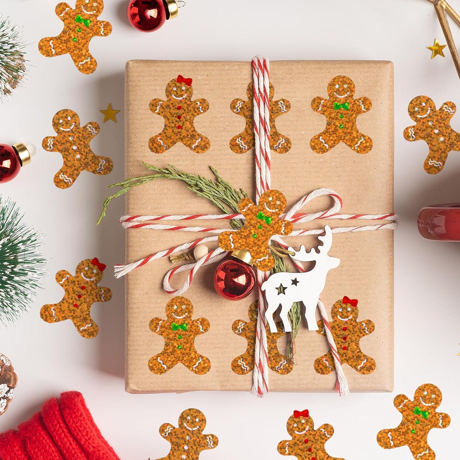 imageWhaline Fall Thanksgiving Pumpkin Stickers Roll Glitter Pumpkin Paper Decal 3 Color Sparkly Autumn SelfAdhesive Decorative Stickers for Envelope Journal Decor Party Supplies 500PcsGingerbread Man