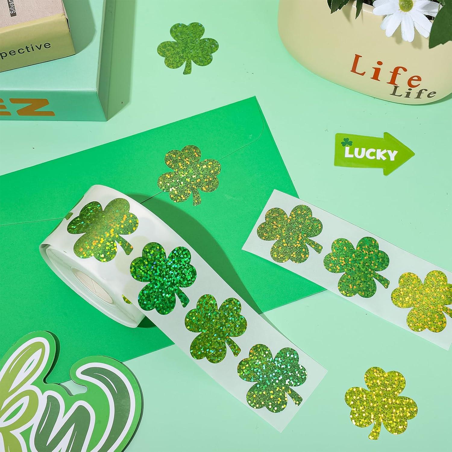 imageWhaline Fall Thanksgiving Pumpkin Stickers Roll Glitter Pumpkin Paper Decal 3 Color Sparkly Autumn SelfAdhesive Decorative Stickers for Envelope Journal Decor Party Supplies 500PcsShamrock