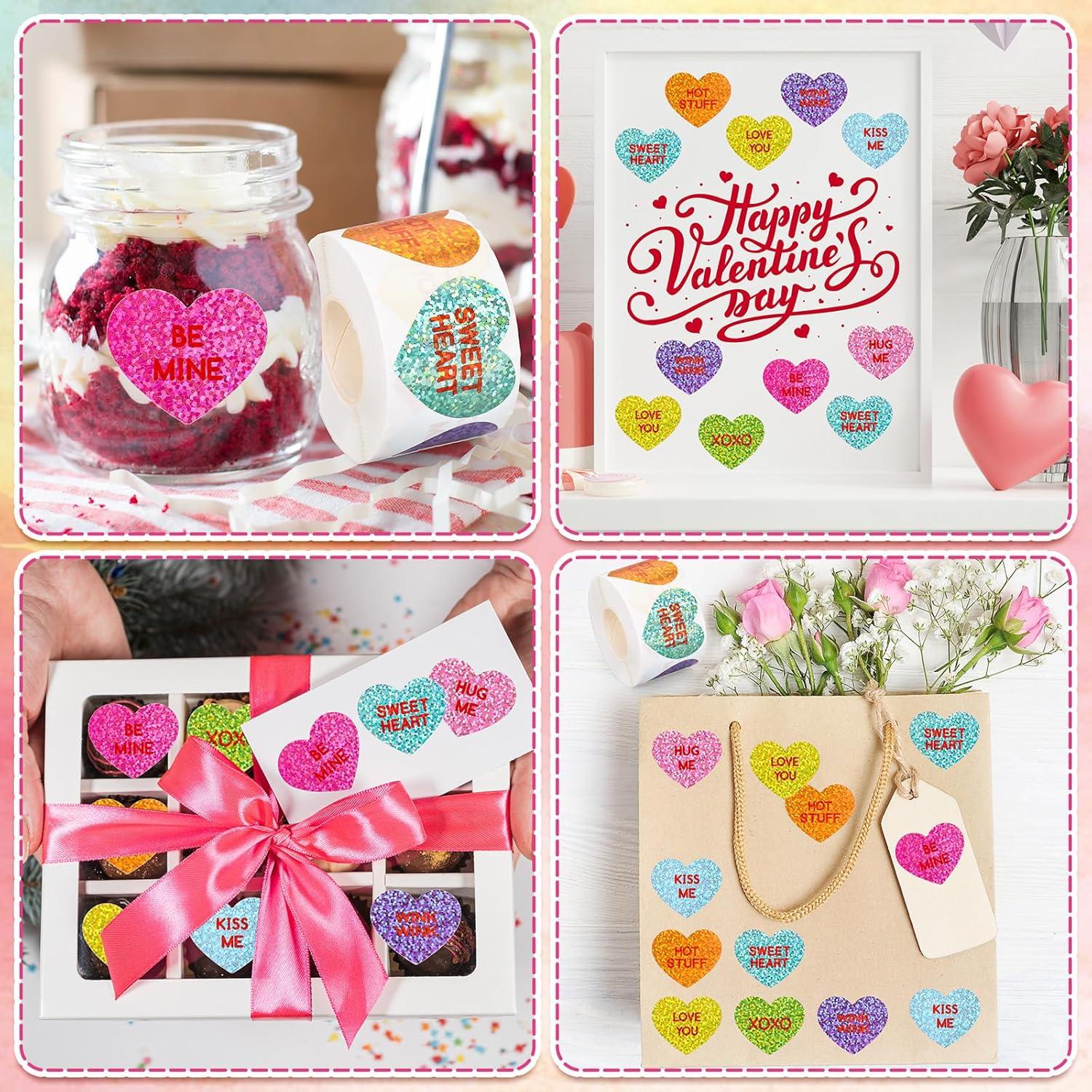 imageWhaline Fall Thanksgiving Pumpkin Stickers Roll Glitter Pumpkin Paper Decal 3 Color Sparkly Autumn SelfAdhesive Decorative Stickers for Envelope Journal Decor Party Supplies 500PcsConversation Heart