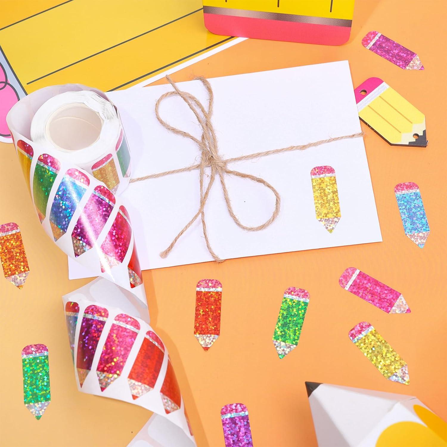 imageWhaline Fall Thanksgiving Pumpkin Stickers Roll Glitter Pumpkin Paper Decal 3 Color Sparkly Autumn SelfAdhesive Decorative Stickers for Envelope Journal Decor Party Supplies 500PcsPencil