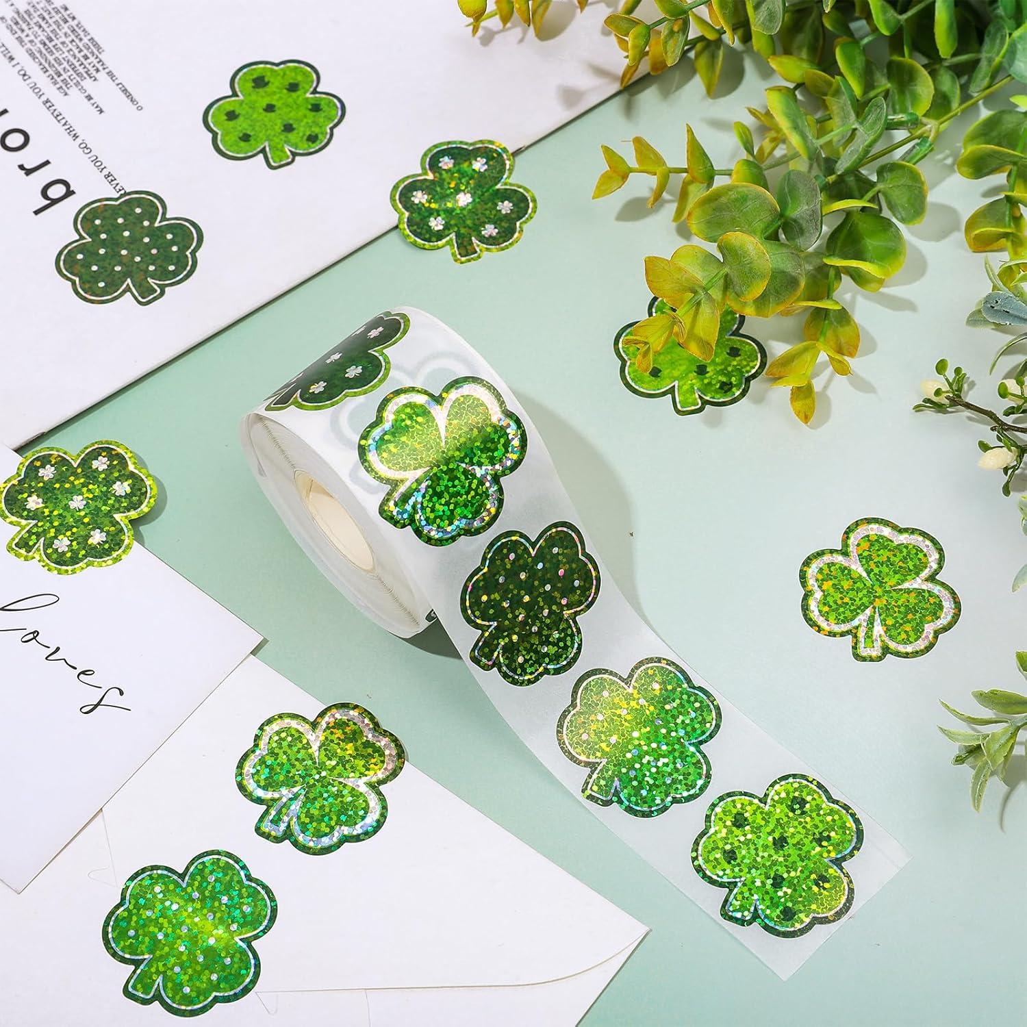 imageWhaline Fall Thanksgiving Pumpkin Stickers Roll Glitter Pumpkin Paper Decal 3 Color Sparkly Autumn SelfAdhesive Decorative Stickers for Envelope Journal Decor Party Supplies 500PcsShamrock 2