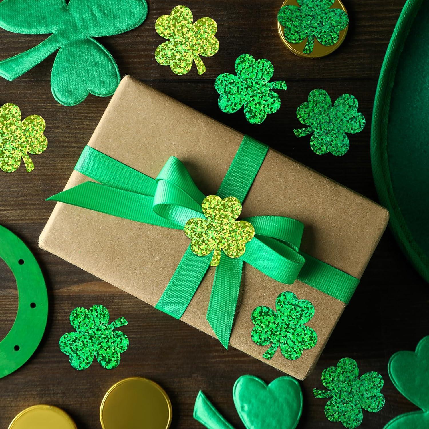 imageWhaline Fall Thanksgiving Pumpkin Stickers Roll Glitter Pumpkin Paper Decal 3 Color Sparkly Autumn SelfAdhesive Decorative Stickers for Envelope Journal Decor Party Supplies 500PcsShamrock