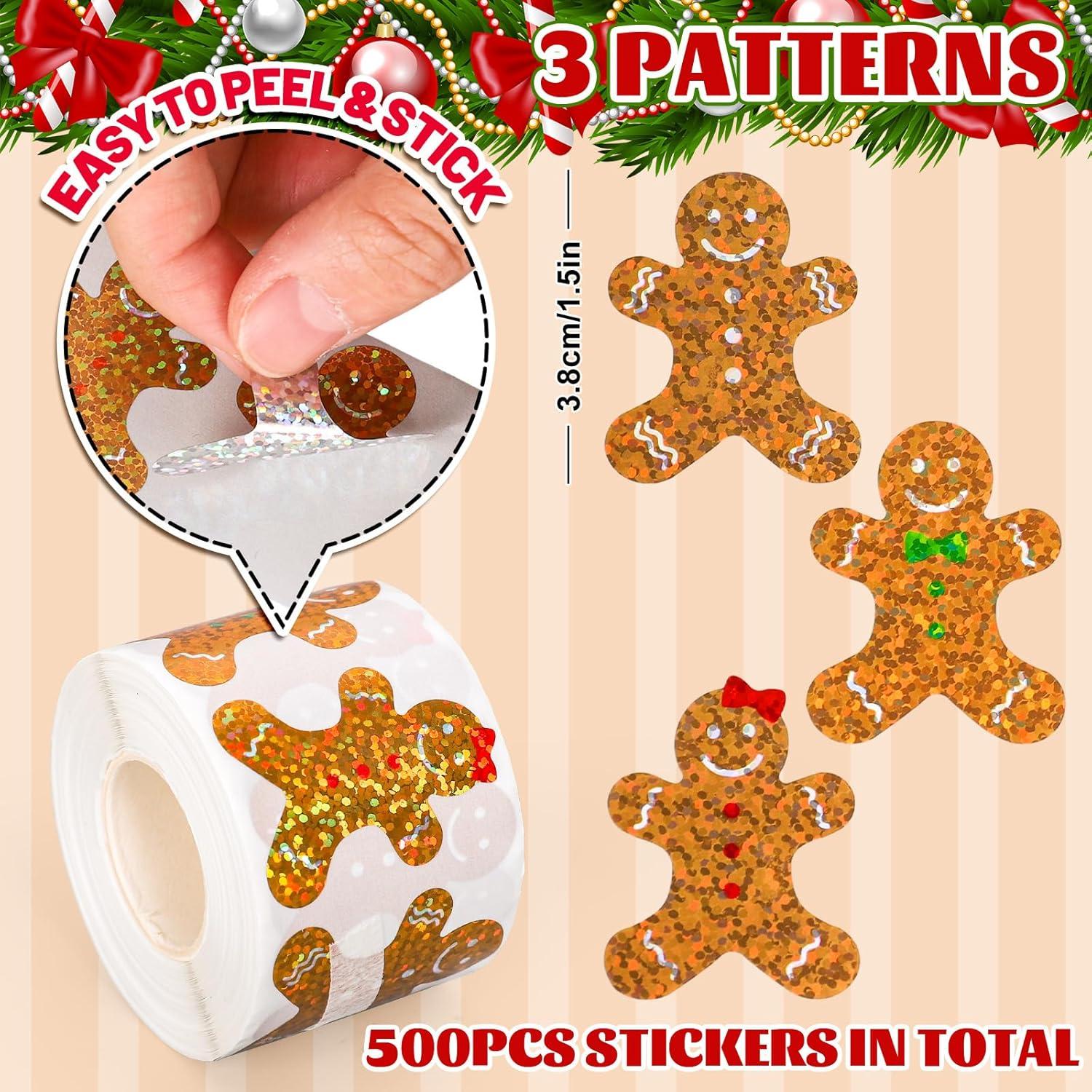 imageWhaline Fall Thanksgiving Pumpkin Stickers Roll Glitter Pumpkin Paper Decal 3 Color Sparkly Autumn SelfAdhesive Decorative Stickers for Envelope Journal Decor Party Supplies 500PcsGingerbread Man