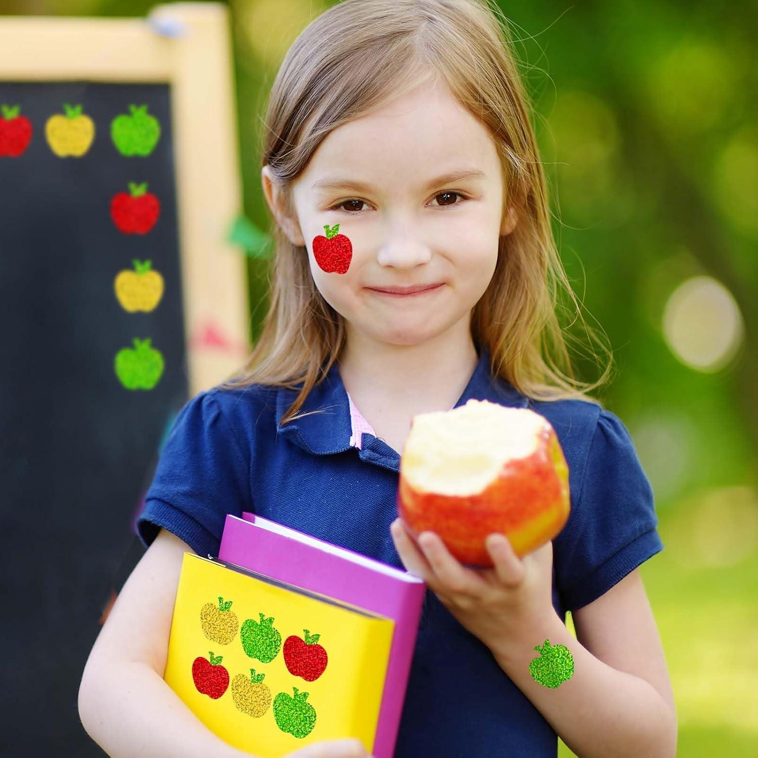 imageWhaline Fall Thanksgiving Pumpkin Stickers Roll Glitter Pumpkin Paper Decal 3 Color Sparkly Autumn SelfAdhesive Decorative Stickers for Envelope Journal Decor Party Supplies 500PcsApple