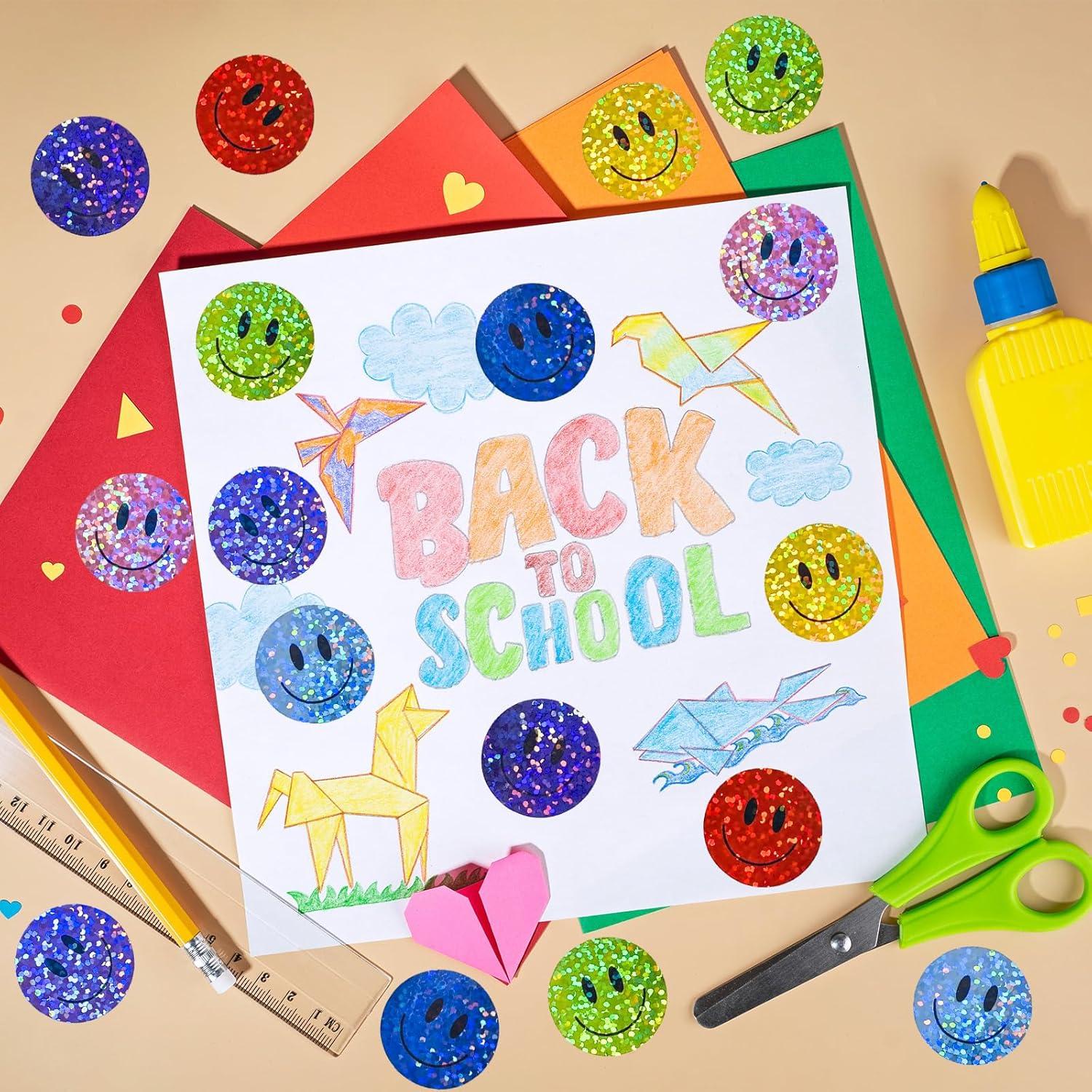 imageWhaline Fall Thanksgiving Pumpkin Stickers Roll Glitter Pumpkin Paper Decal 3 Color Sparkly Autumn SelfAdhesive Decorative Stickers for Envelope Journal Decor Party Supplies 500PcsSmile Face