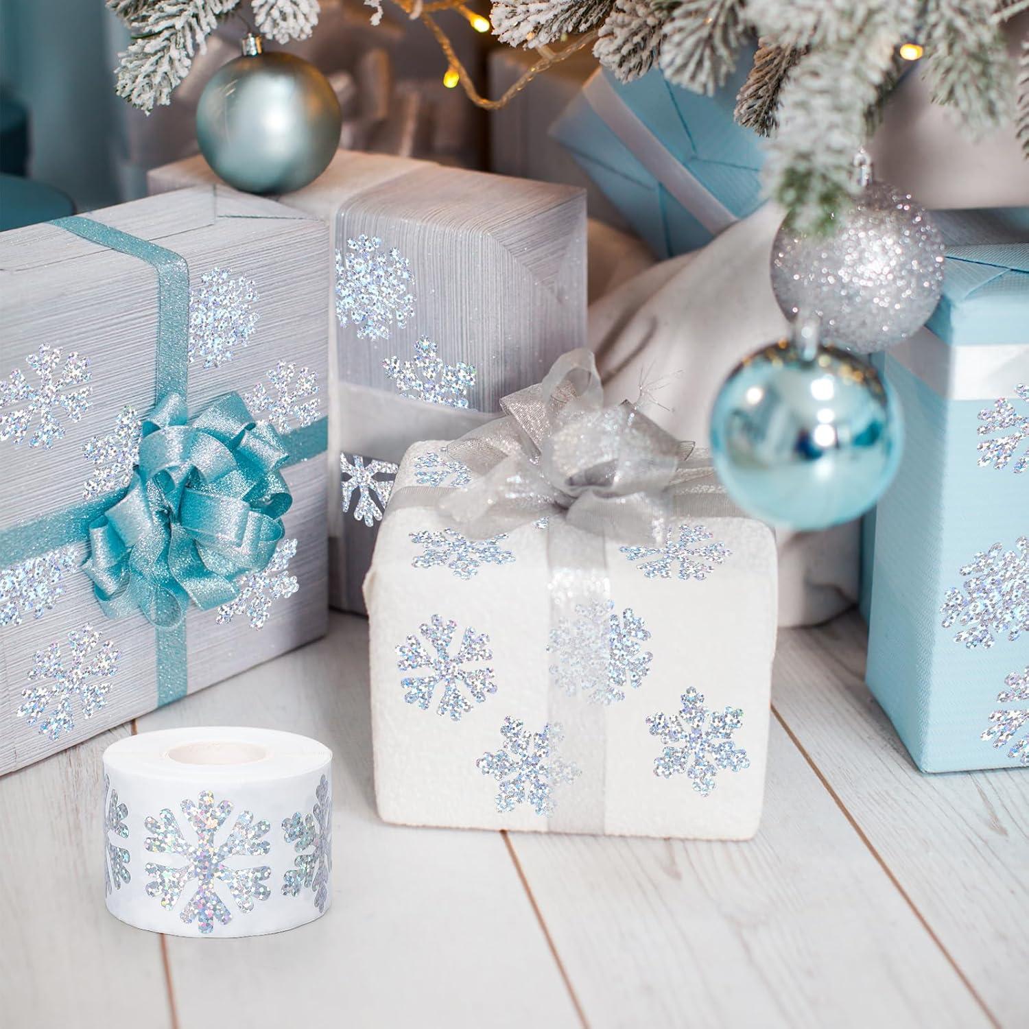 imageWhaline Fall Thanksgiving Pumpkin Stickers Roll Glitter Pumpkin Paper Decal 3 Color Sparkly Autumn SelfAdhesive Decorative Stickers for Envelope Journal Decor Party Supplies 500PcsSnowflake