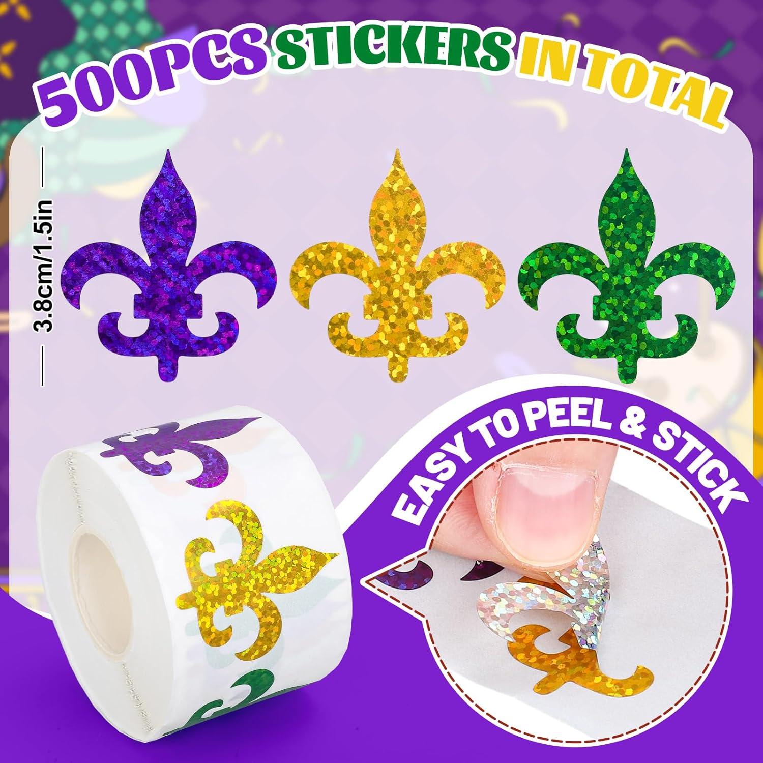 imageWhaline Fall Thanksgiving Pumpkin Stickers Roll Glitter Pumpkin Paper Decal 3 Color Sparkly Autumn SelfAdhesive Decorative Stickers for Envelope Journal Decor Party Supplies 500PcsMardi Gras