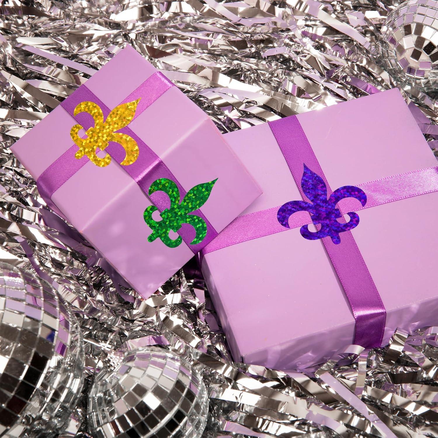 imageWhaline Fall Thanksgiving Pumpkin Stickers Roll Glitter Pumpkin Paper Decal 3 Color Sparkly Autumn SelfAdhesive Decorative Stickers for Envelope Journal Decor Party Supplies 500PcsMardi Gras