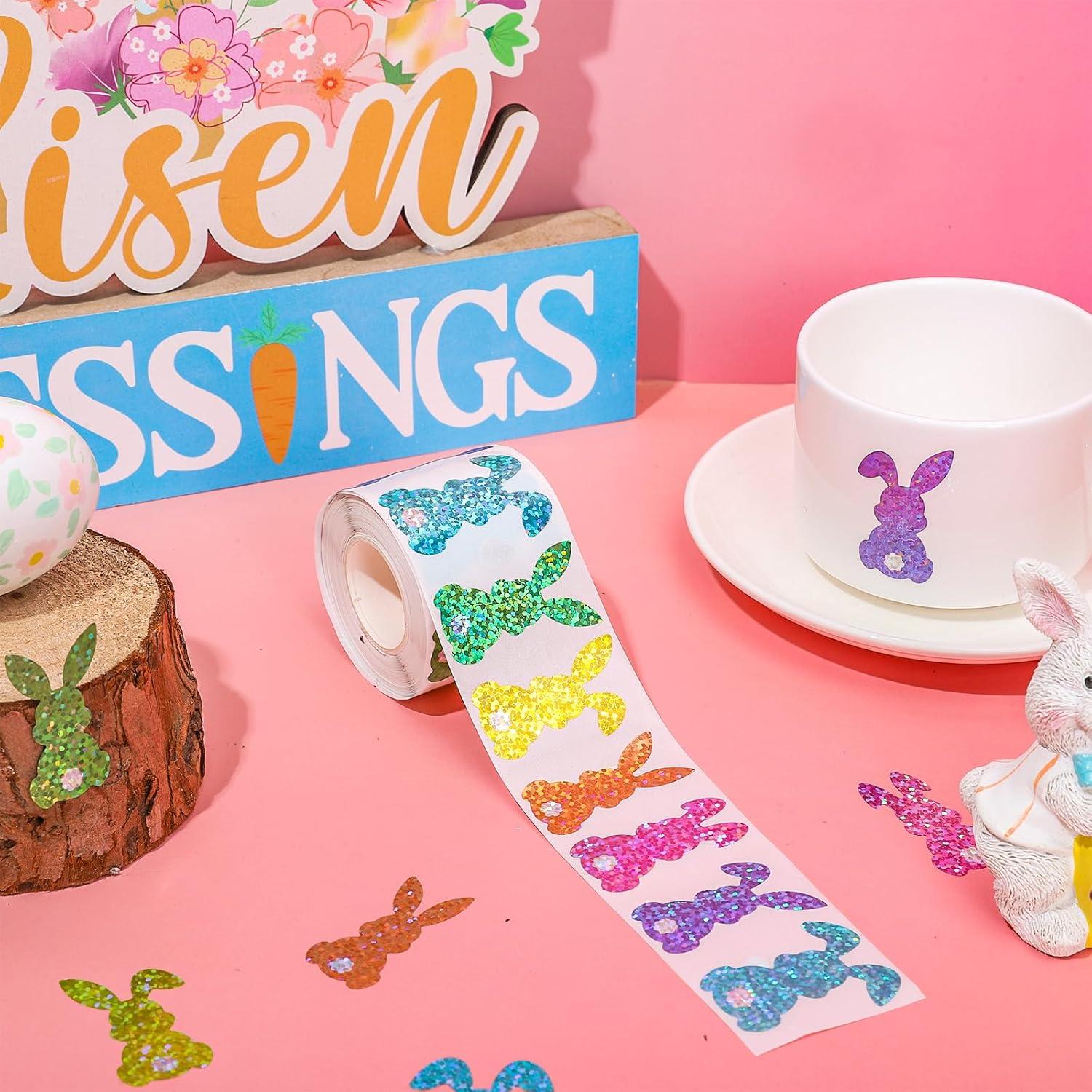 imageWhaline Fall Thanksgiving Pumpkin Stickers Roll Glitter Pumpkin Paper Decal 3 Color Sparkly Autumn SelfAdhesive Decorative Stickers for Envelope Journal Decor Party Supplies 500PcsBunny