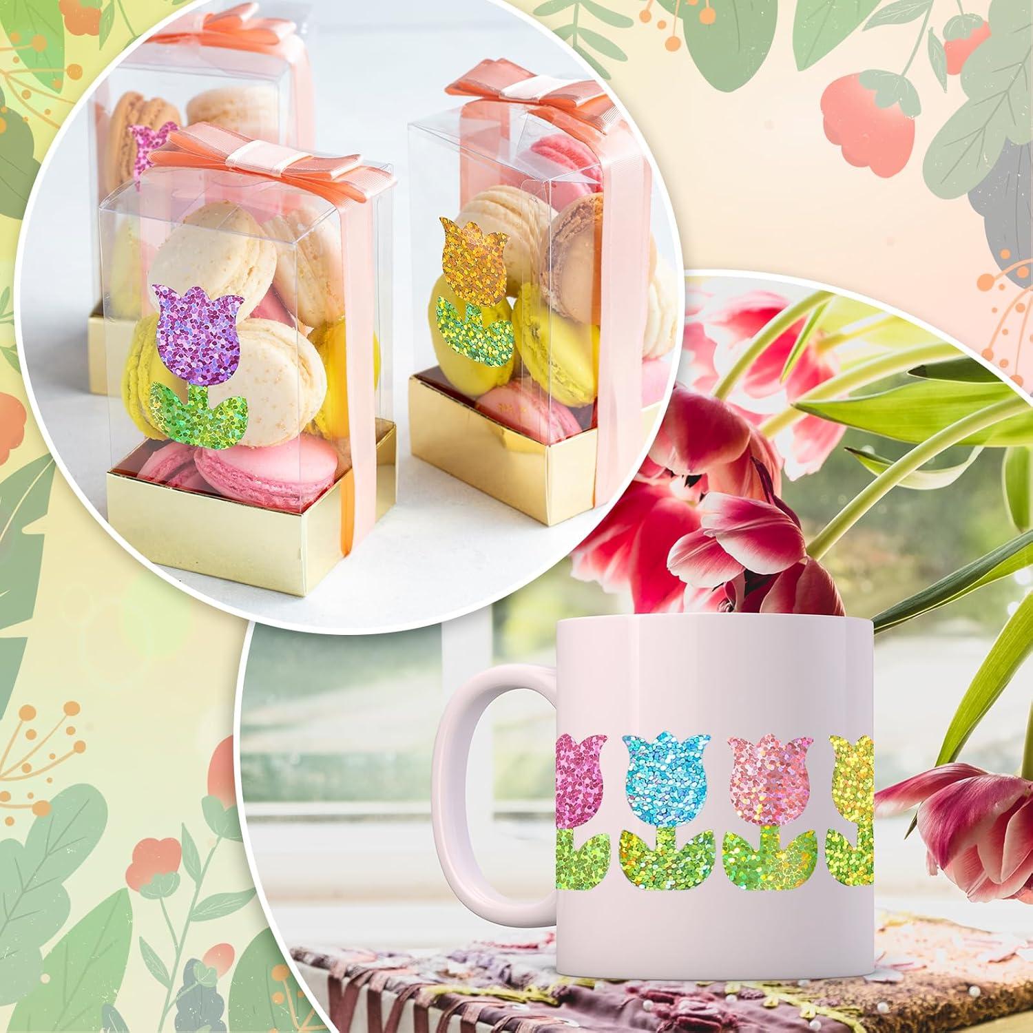 imageWhaline Fall Thanksgiving Pumpkin Stickers Roll Glitter Pumpkin Paper Decal 3 Color Sparkly Autumn SelfAdhesive Decorative Stickers for Envelope Journal Decor Party Supplies 500PcsTulip