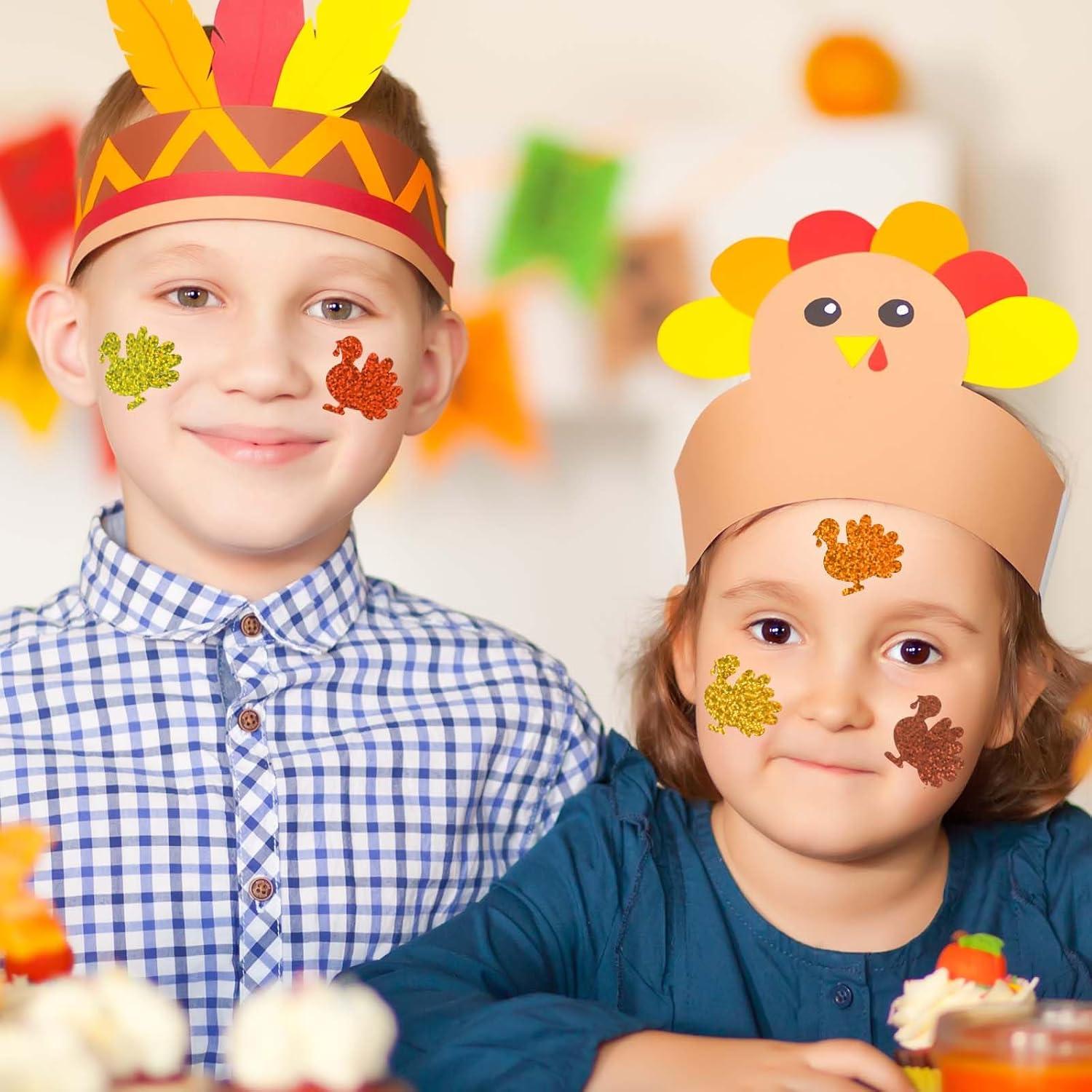 imageWhaline Fall Thanksgiving Pumpkin Stickers Roll Glitter Pumpkin Paper Decal 3 Color Sparkly Autumn SelfAdhesive Decorative Stickers for Envelope Journal Decor Party Supplies 500PcsTurkey