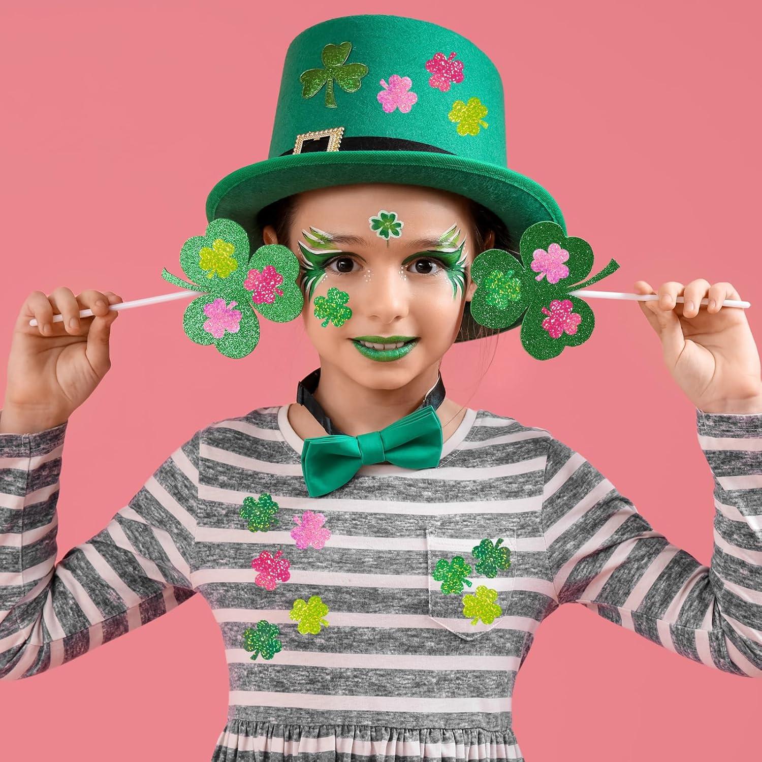 imageWhaline Fall Thanksgiving Pumpkin Stickers Roll Glitter Pumpkin Paper Decal 3 Color Sparkly Autumn SelfAdhesive Decorative Stickers for Envelope Journal Decor Party Supplies 500PcsPink Green Shamrock