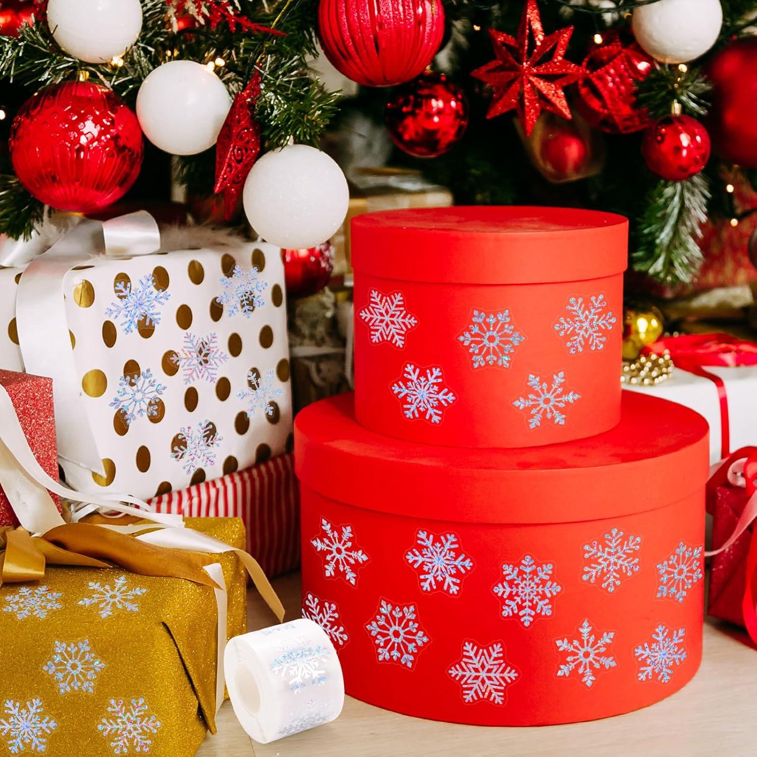 imageWhaline Fall Thanksgiving Pumpkin Stickers Roll Glitter Pumpkin Paper Decal 3 Color Sparkly Autumn SelfAdhesive Decorative Stickers for Envelope Journal Decor Party Supplies 500PcsSnowflake 2