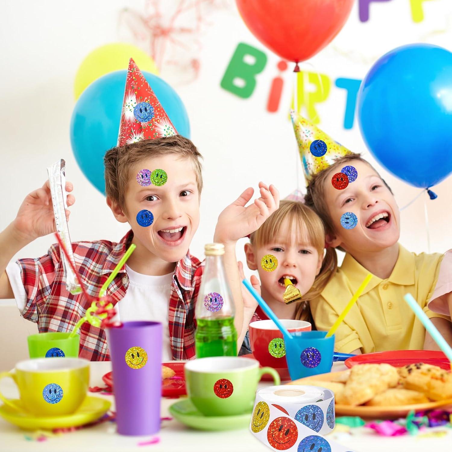 imageWhaline Fall Thanksgiving Pumpkin Stickers Roll Glitter Pumpkin Paper Decal 3 Color Sparkly Autumn SelfAdhesive Decorative Stickers for Envelope Journal Decor Party Supplies 500PcsSmile Face