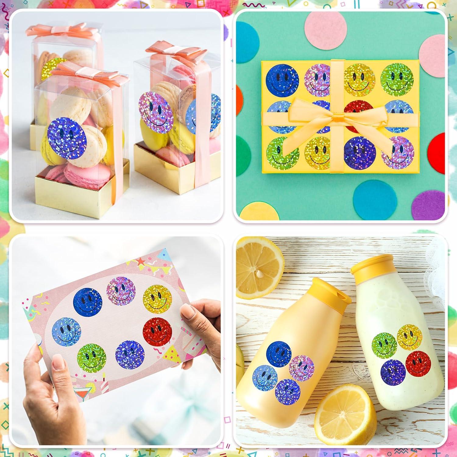 imageWhaline Fall Thanksgiving Pumpkin Stickers Roll Glitter Pumpkin Paper Decal 3 Color Sparkly Autumn SelfAdhesive Decorative Stickers for Envelope Journal Decor Party Supplies 500PcsSmile Face