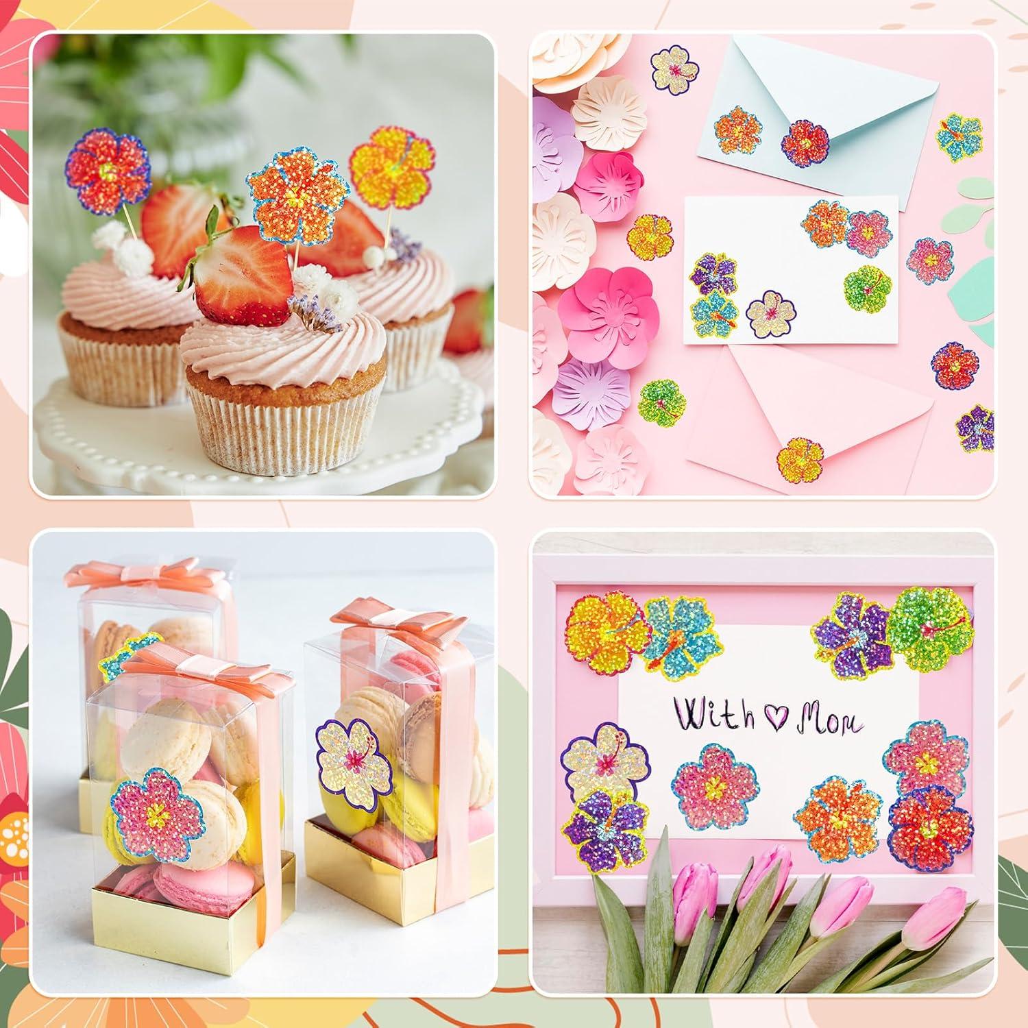 imageWhaline Fall Thanksgiving Pumpkin Stickers Roll Glitter Pumpkin Paper Decal 3 Color Sparkly Autumn SelfAdhesive Decorative Stickers for Envelope Journal Decor Party Supplies 500PcsHibiscus