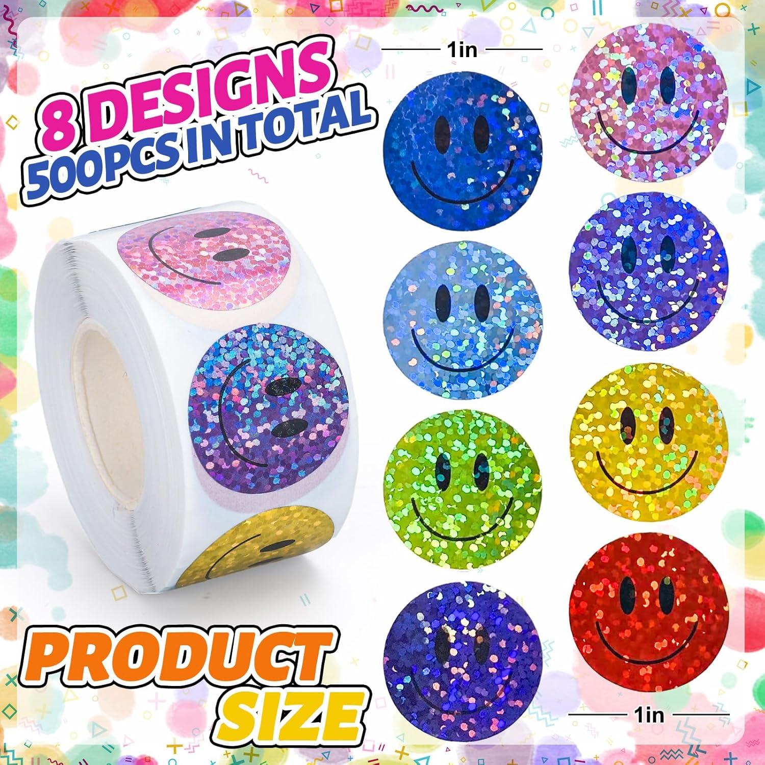 imageWhaline Fall Thanksgiving Pumpkin Stickers Roll Glitter Pumpkin Paper Decal 3 Color Sparkly Autumn SelfAdhesive Decorative Stickers for Envelope Journal Decor Party Supplies 500PcsSmile Face