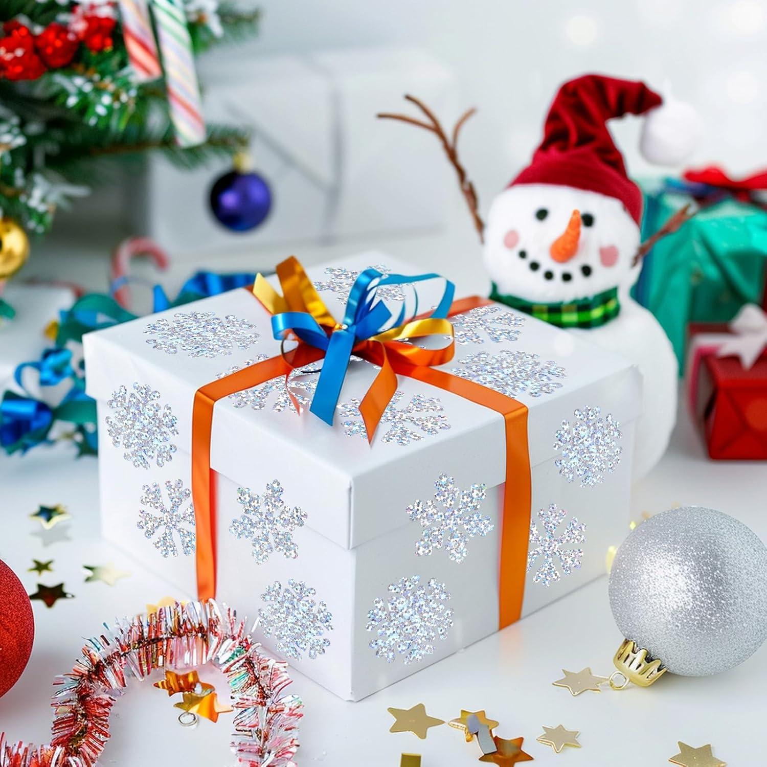 imageWhaline Fall Thanksgiving Pumpkin Stickers Roll Glitter Pumpkin Paper Decal 3 Color Sparkly Autumn SelfAdhesive Decorative Stickers for Envelope Journal Decor Party Supplies 500PcsSnowflake