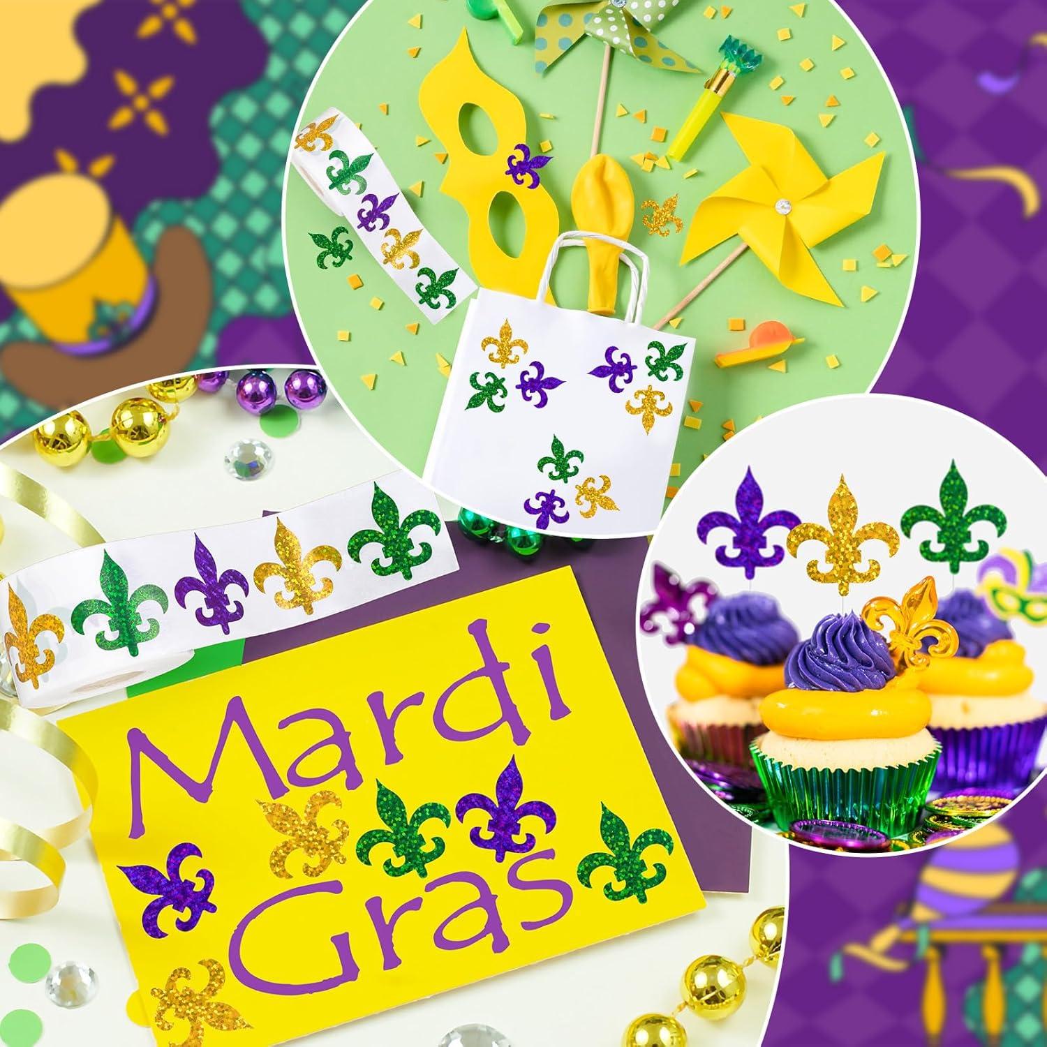 imageWhaline Fall Thanksgiving Pumpkin Stickers Roll Glitter Pumpkin Paper Decal 3 Color Sparkly Autumn SelfAdhesive Decorative Stickers for Envelope Journal Decor Party Supplies 500PcsMardi Gras