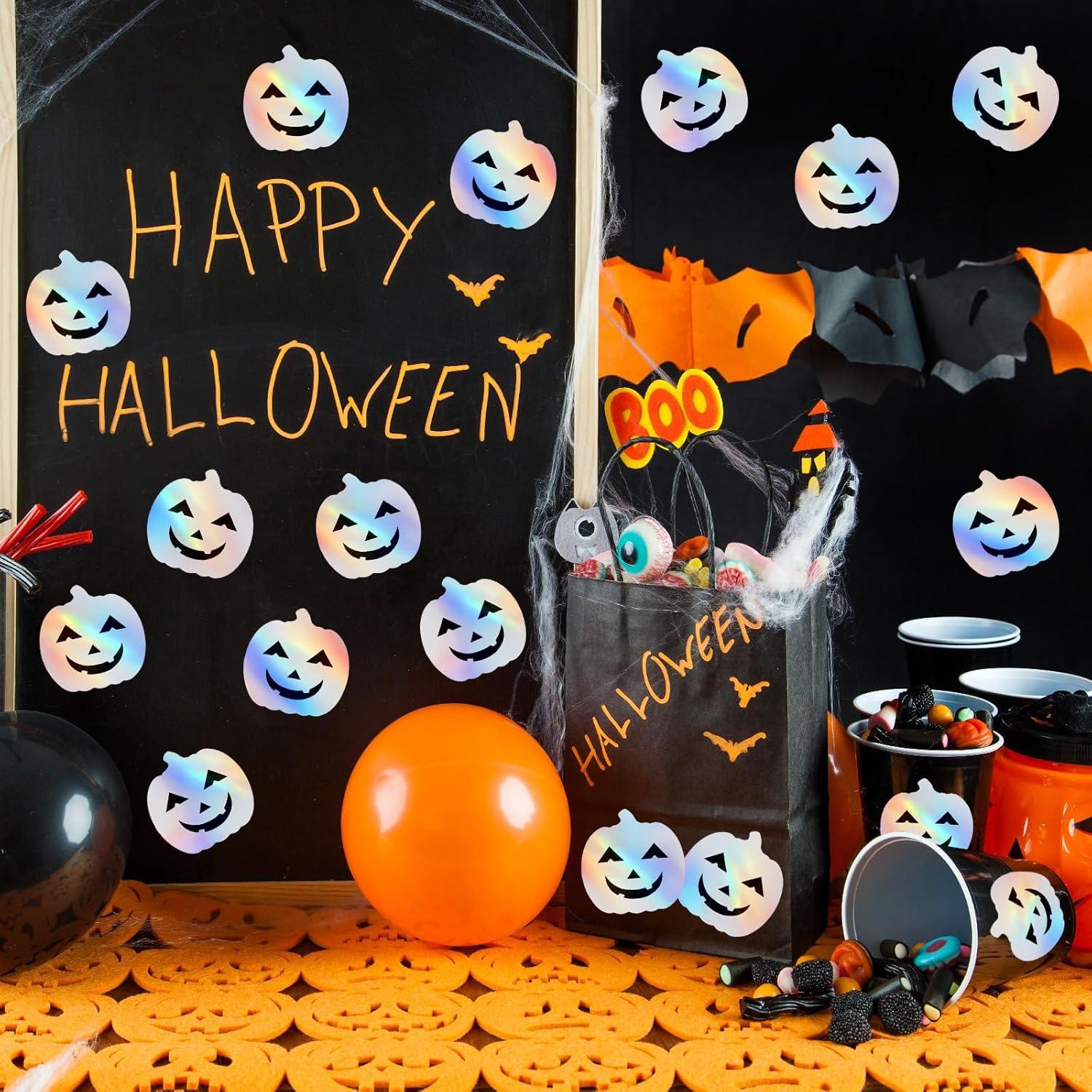 imageWhaline Halloween Ghost Stickers Roll Bulk Laser Cute Boo Ghost Holographic Waterproof SelfAdhesive Sticker Decals for Envelope Journal Decor Party Supplies 500PcsPumpkin