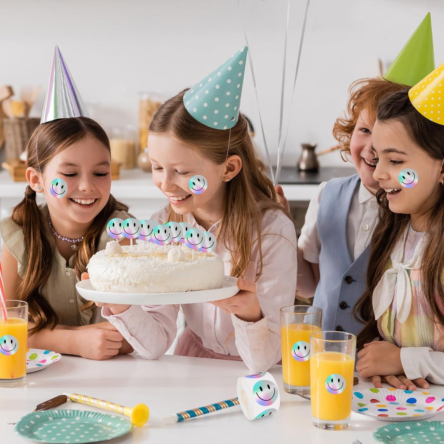 imageWhaline Halloween Ghost Stickers Roll Bulk Laser Cute Boo Ghost Holographic Waterproof SelfAdhesive Sticker Decals for Envelope Journal Decor Party Supplies 500PcsSmile Face