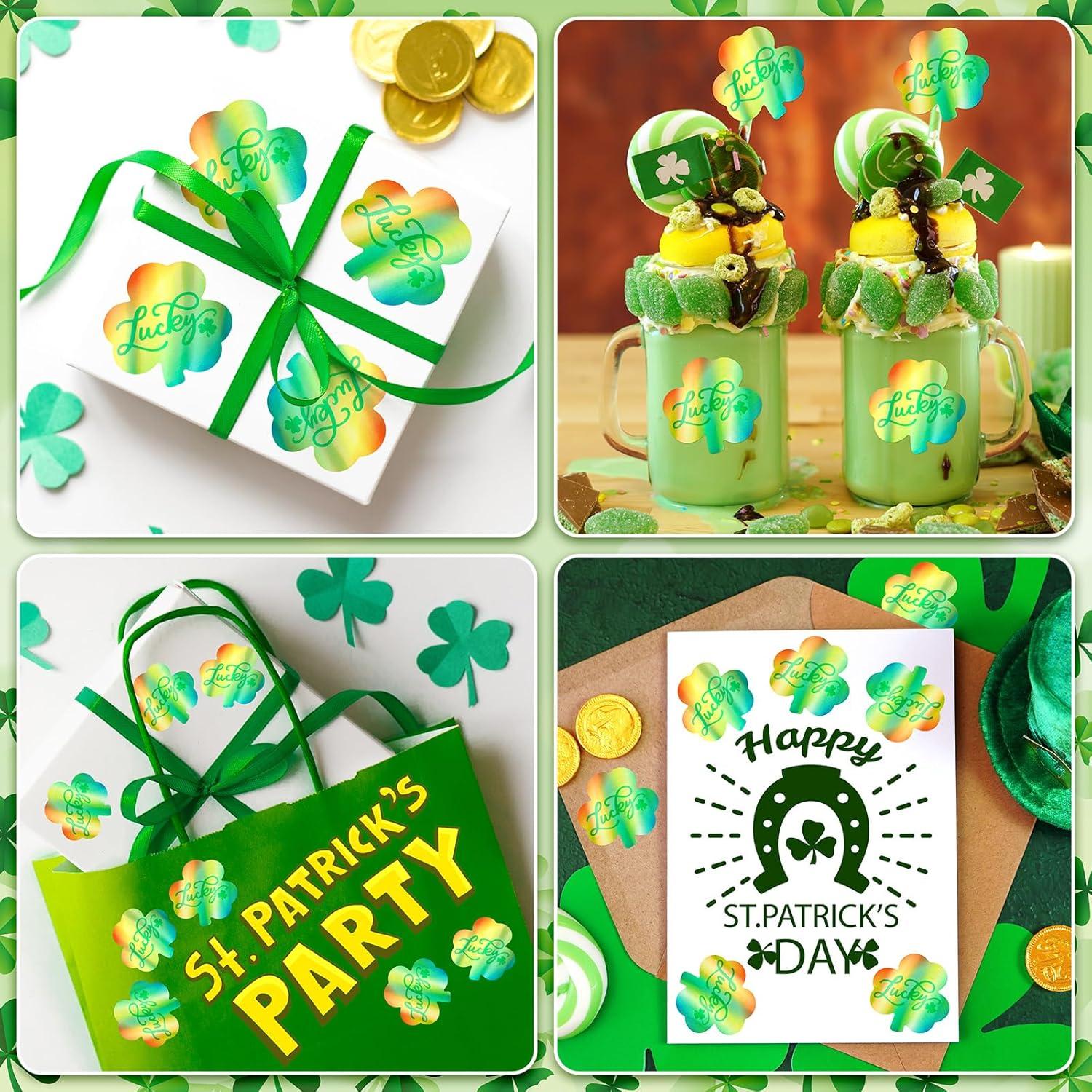 imageWhaline Halloween Ghost Stickers Roll Bulk Laser Cute Boo Ghost Holographic Waterproof SelfAdhesive Sticker Decals for Envelope Journal Decor Party Supplies 500PcsRainbow Shamrock