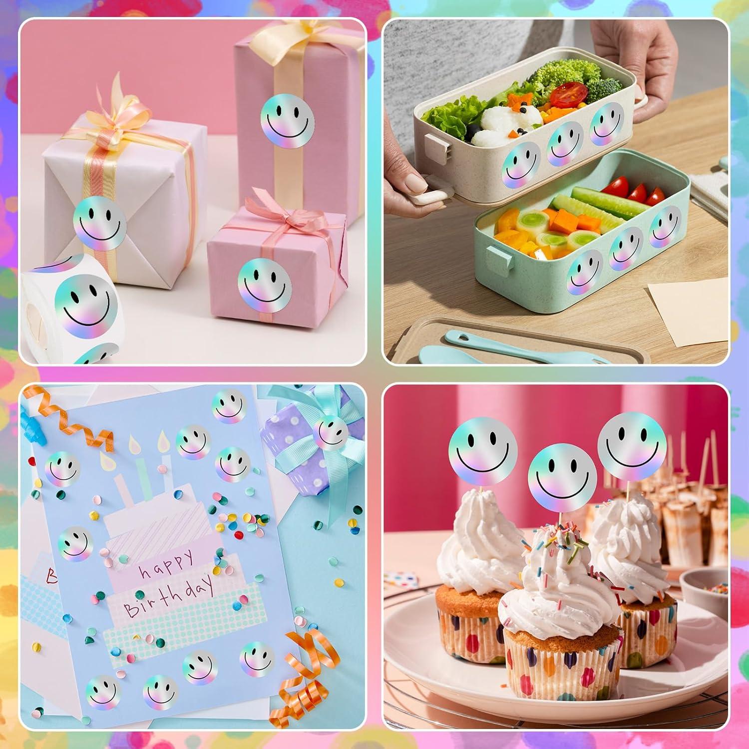 imageWhaline Halloween Ghost Stickers Roll Bulk Laser Cute Boo Ghost Holographic Waterproof SelfAdhesive Sticker Decals for Envelope Journal Decor Party Supplies 500PcsSmile Face