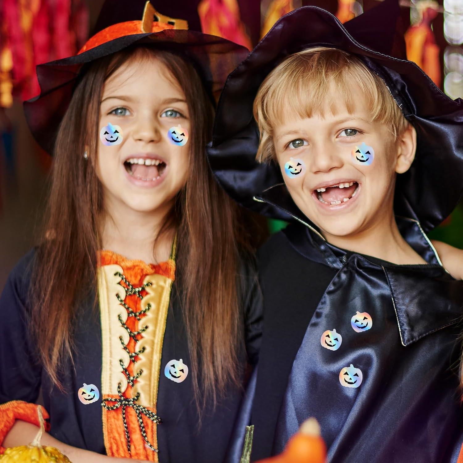 imageWhaline Halloween Ghost Stickers Roll Bulk Laser Cute Boo Ghost Holographic Waterproof SelfAdhesive Sticker Decals for Envelope Journal Decor Party Supplies 500PcsPumpkin