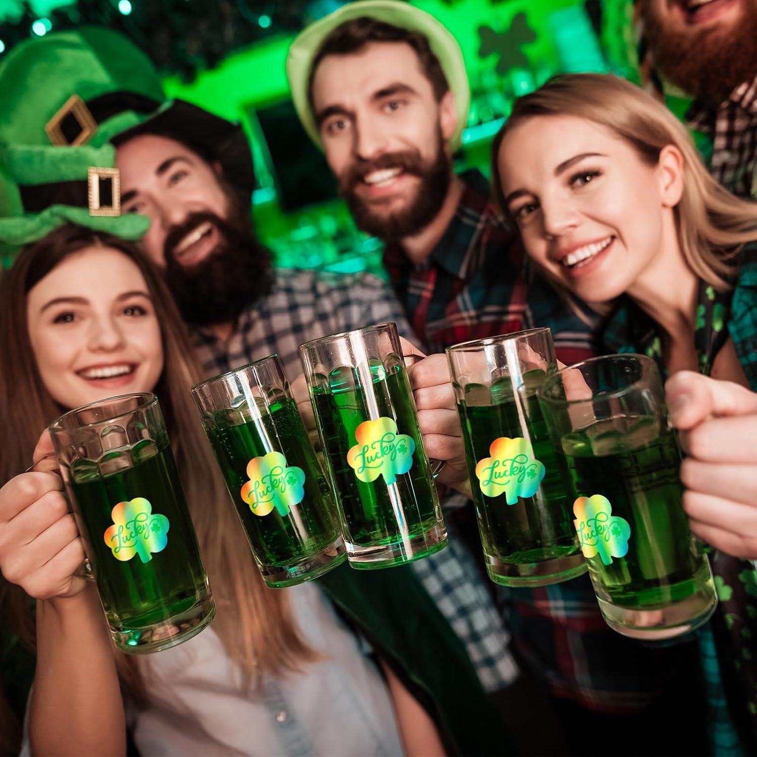 imageWhaline Halloween Ghost Stickers Roll Bulk Laser Cute Boo Ghost Holographic Waterproof SelfAdhesive Sticker Decals for Envelope Journal Decor Party Supplies 500PcsRainbow Shamrock