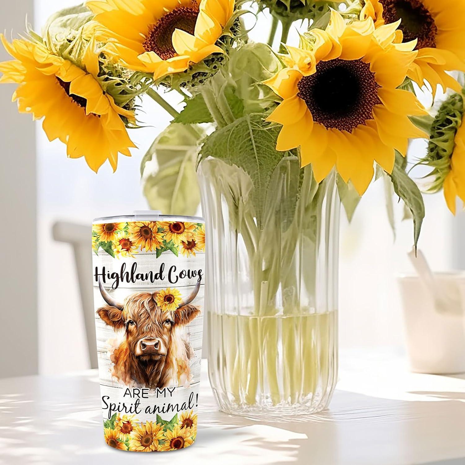 imageWhaline Halloween Ghost Tumbler Stainless Steel Travel Tumbler with Lid Straw and Brush Spooky Coffee Mug Cup for Women Travel Birthday Horror GiftHighland Cow