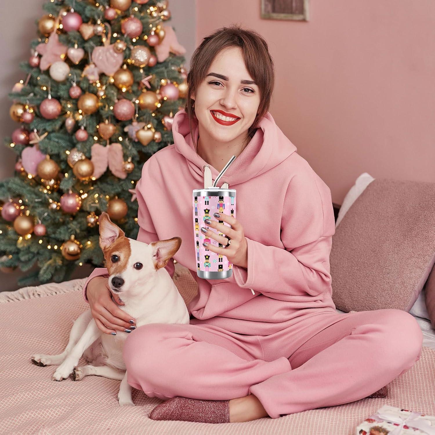 imageWhaline Halloween Ghost Tumbler Stainless Steel Travel Tumbler with Lid Straw and Brush Spooky Coffee Mug Cup for Women Travel Birthday Horror GiftNutcracker