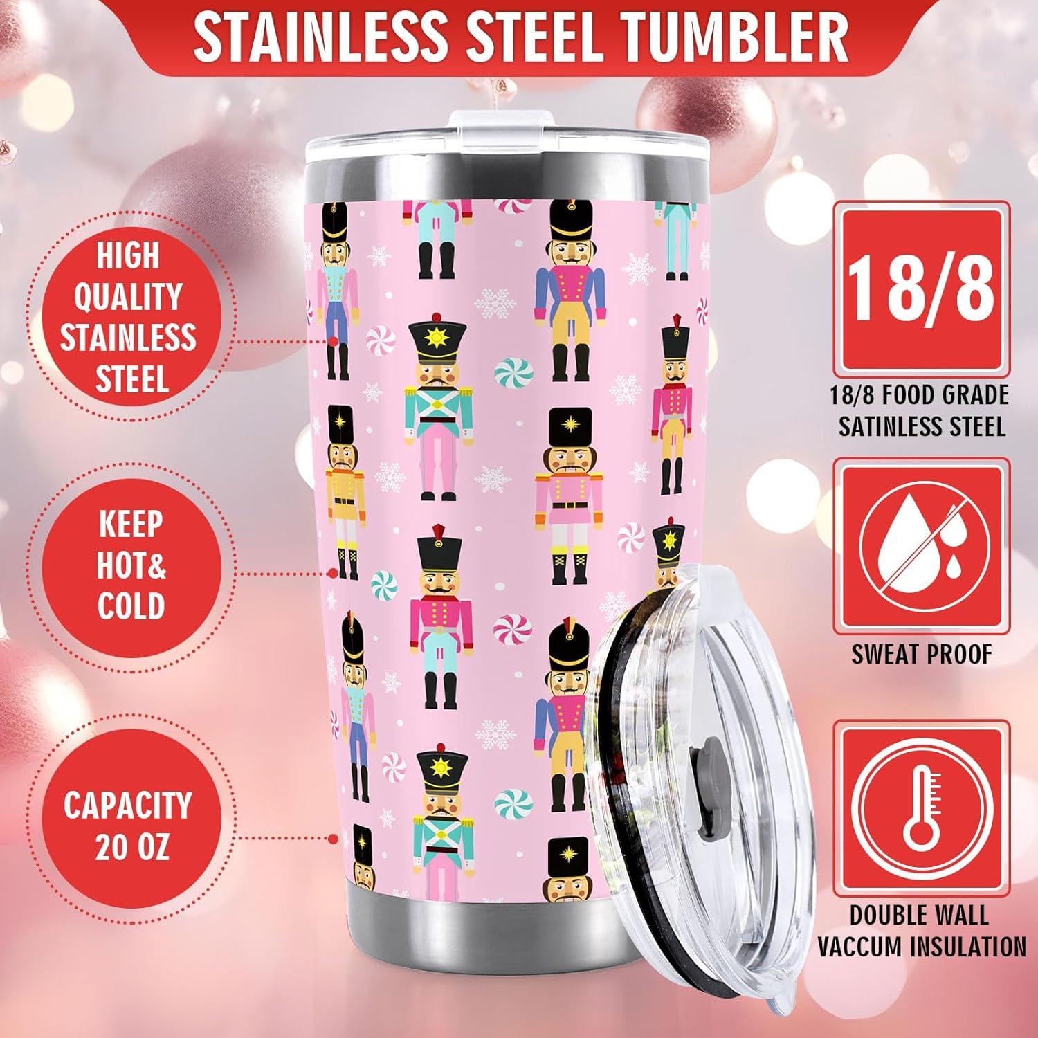 imageWhaline Halloween Ghost Tumbler Stainless Steel Travel Tumbler with Lid Straw and Brush Spooky Coffee Mug Cup for Women Travel Birthday Horror GiftNutcracker