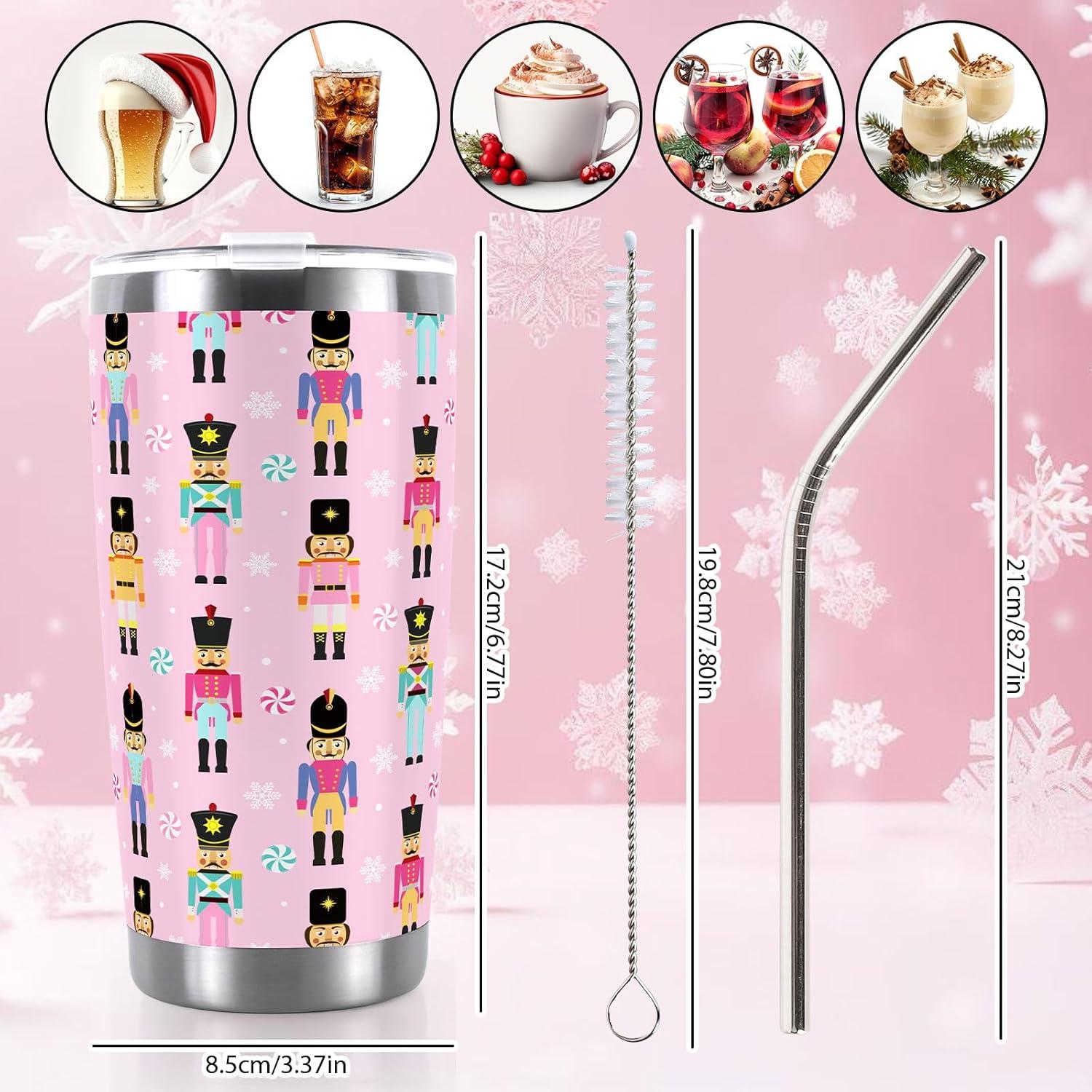 imageWhaline Halloween Ghost Tumbler Stainless Steel Travel Tumbler with Lid Straw and Brush Spooky Coffee Mug Cup for Women Travel Birthday Horror GiftNutcracker