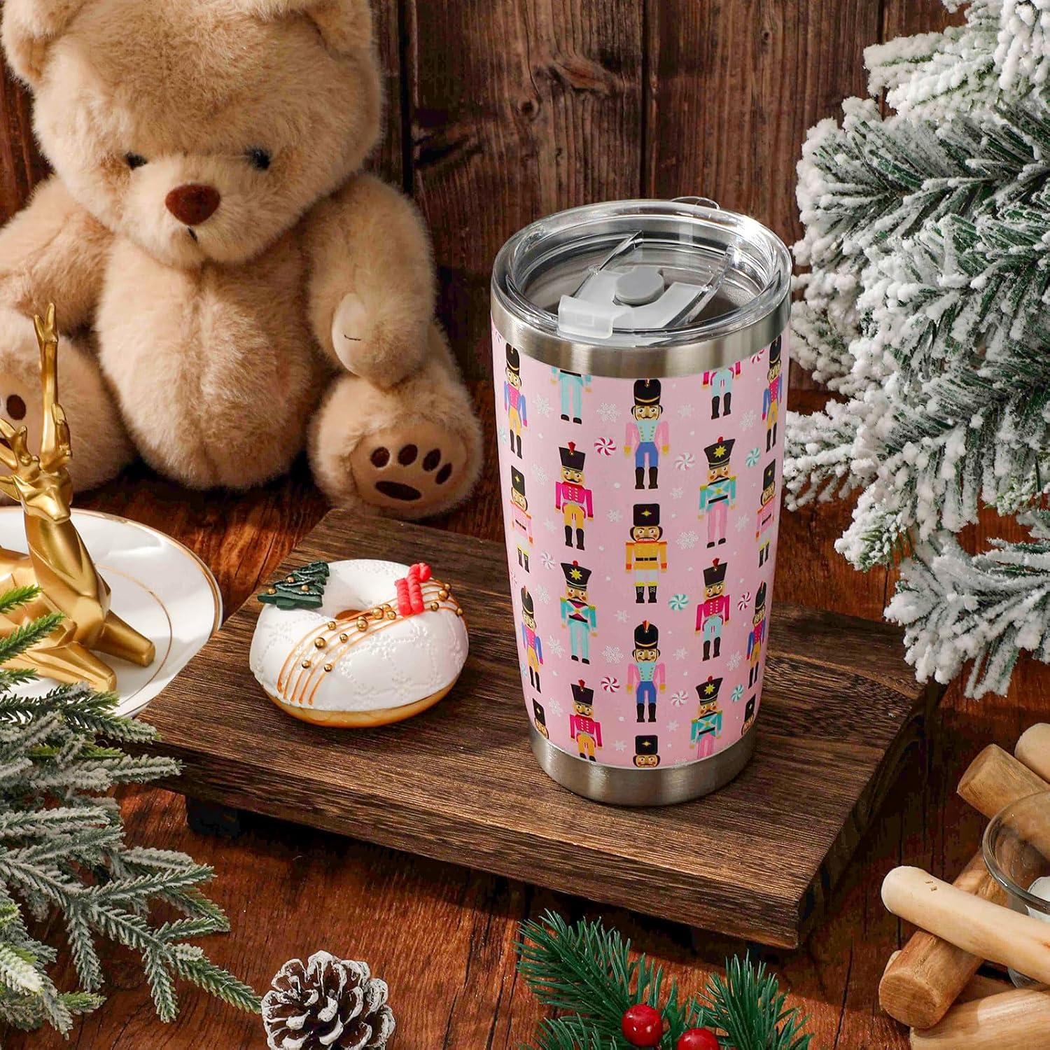 imageWhaline Halloween Ghost Tumbler Stainless Steel Travel Tumbler with Lid Straw and Brush Spooky Coffee Mug Cup for Women Travel Birthday Horror GiftNutcracker