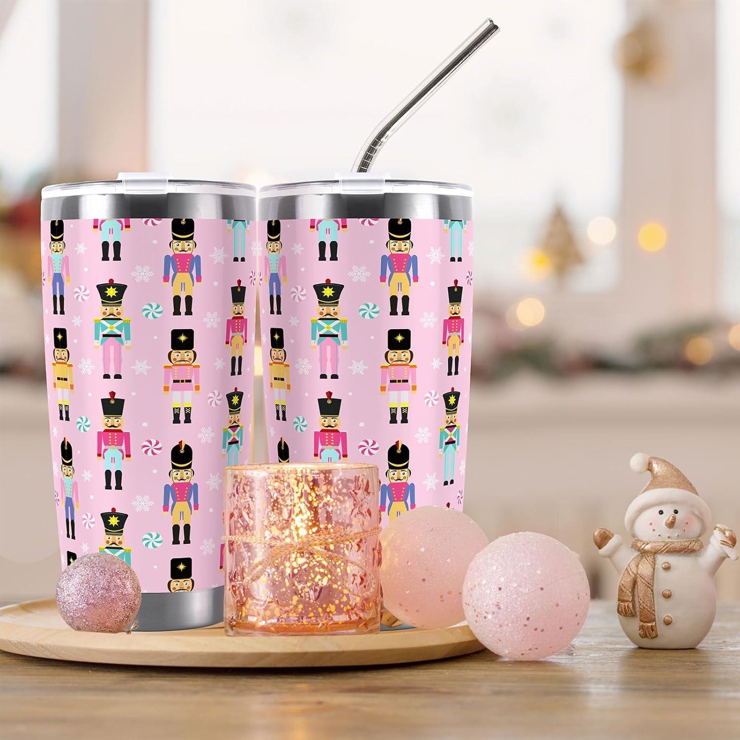 imageWhaline Halloween Ghost Tumbler Stainless Steel Travel Tumbler with Lid Straw and Brush Spooky Coffee Mug Cup for Women Travel Birthday Horror GiftNutcracker