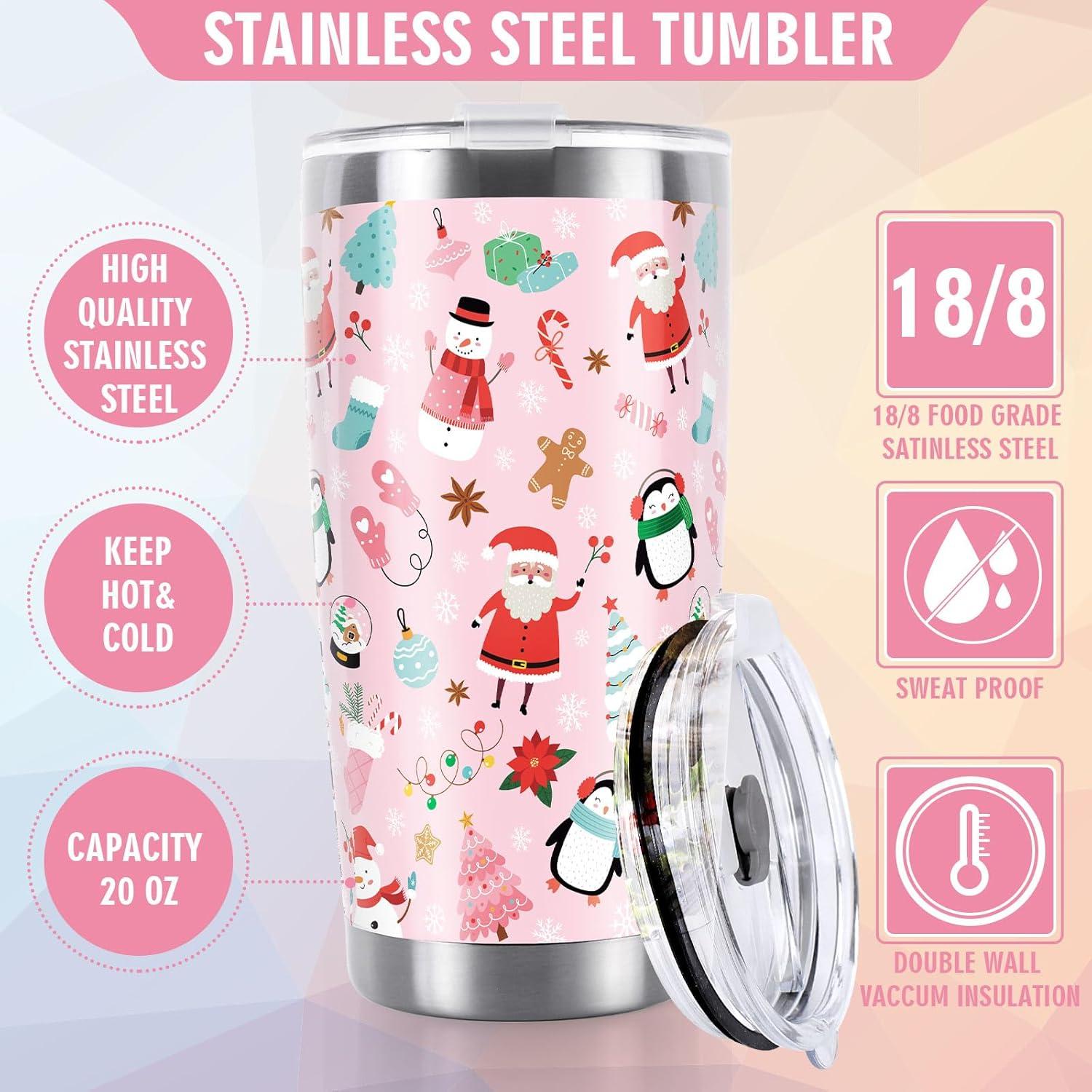 imageWhaline Halloween Ghost Tumbler Stainless Steel Travel Tumbler with Lid Straw and Brush Spooky Coffee Mug Cup for Women Travel Birthday Horror GiftPink Christmas