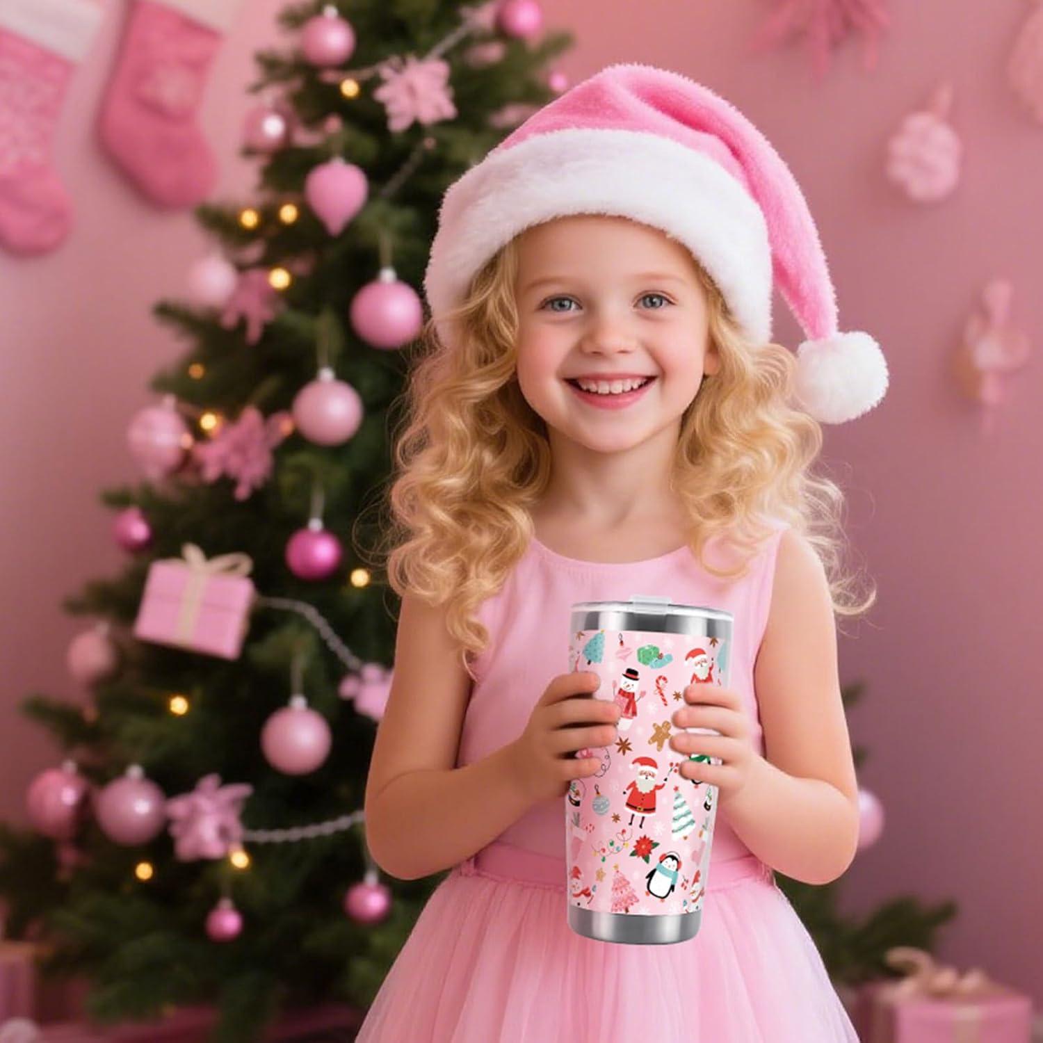 imageWhaline Halloween Ghost Tumbler Stainless Steel Travel Tumbler with Lid Straw and Brush Spooky Coffee Mug Cup for Women Travel Birthday Horror GiftPink Christmas