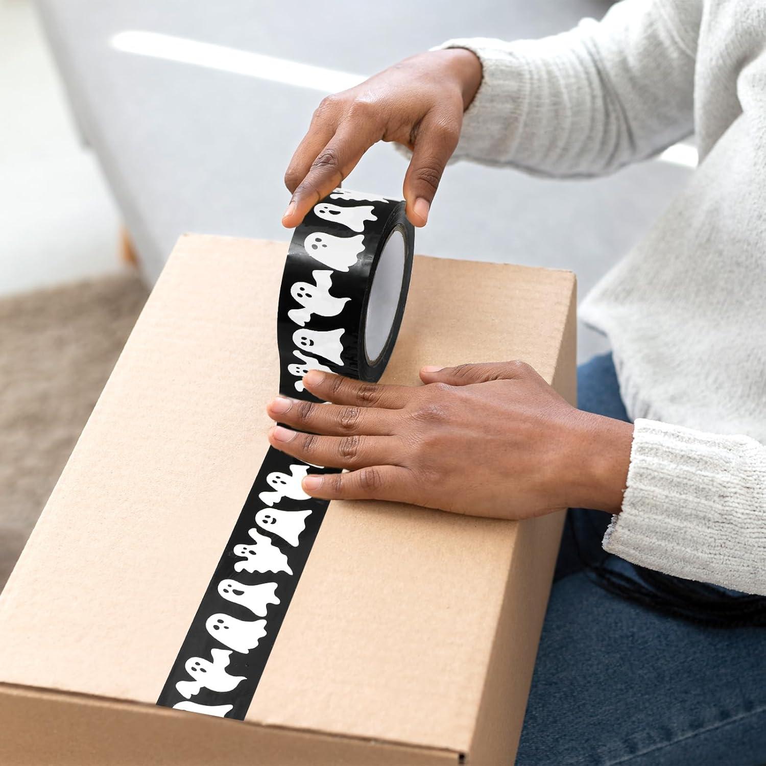 imageWhaline Halloween Packing Tape 100 Yard Cute Ghost Decorative Sticky Gift Wrapping Tape for DIY Crafts Small Business Sealing Boxes Mail Boxes SuppliesHalloween Ghost