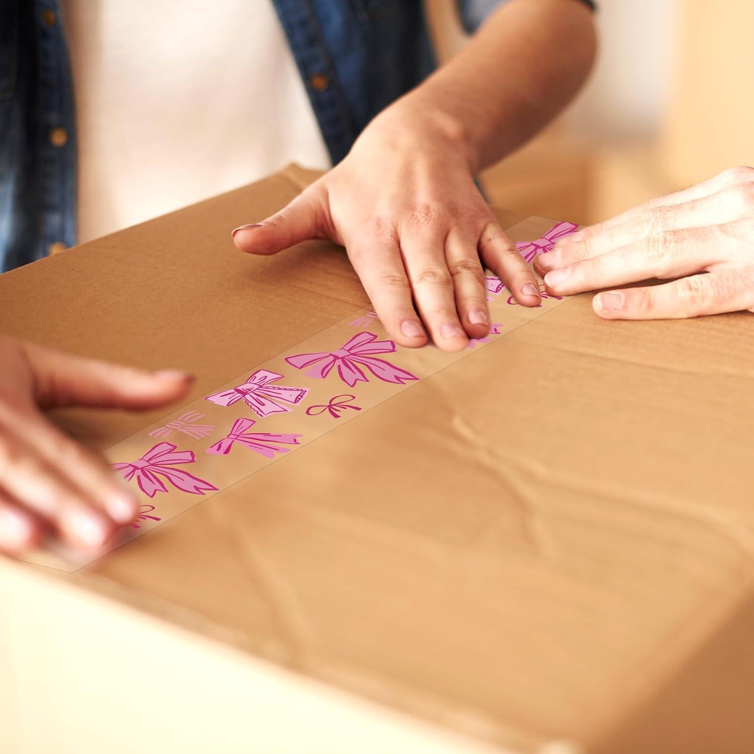 imageWhaline Halloween Packing Tape 100 Yard Cute Ghost Decorative Sticky Gift Wrapping Tape for DIY Crafts Small Business Sealing Boxes Mail Boxes SuppliesPink Coquette Bow