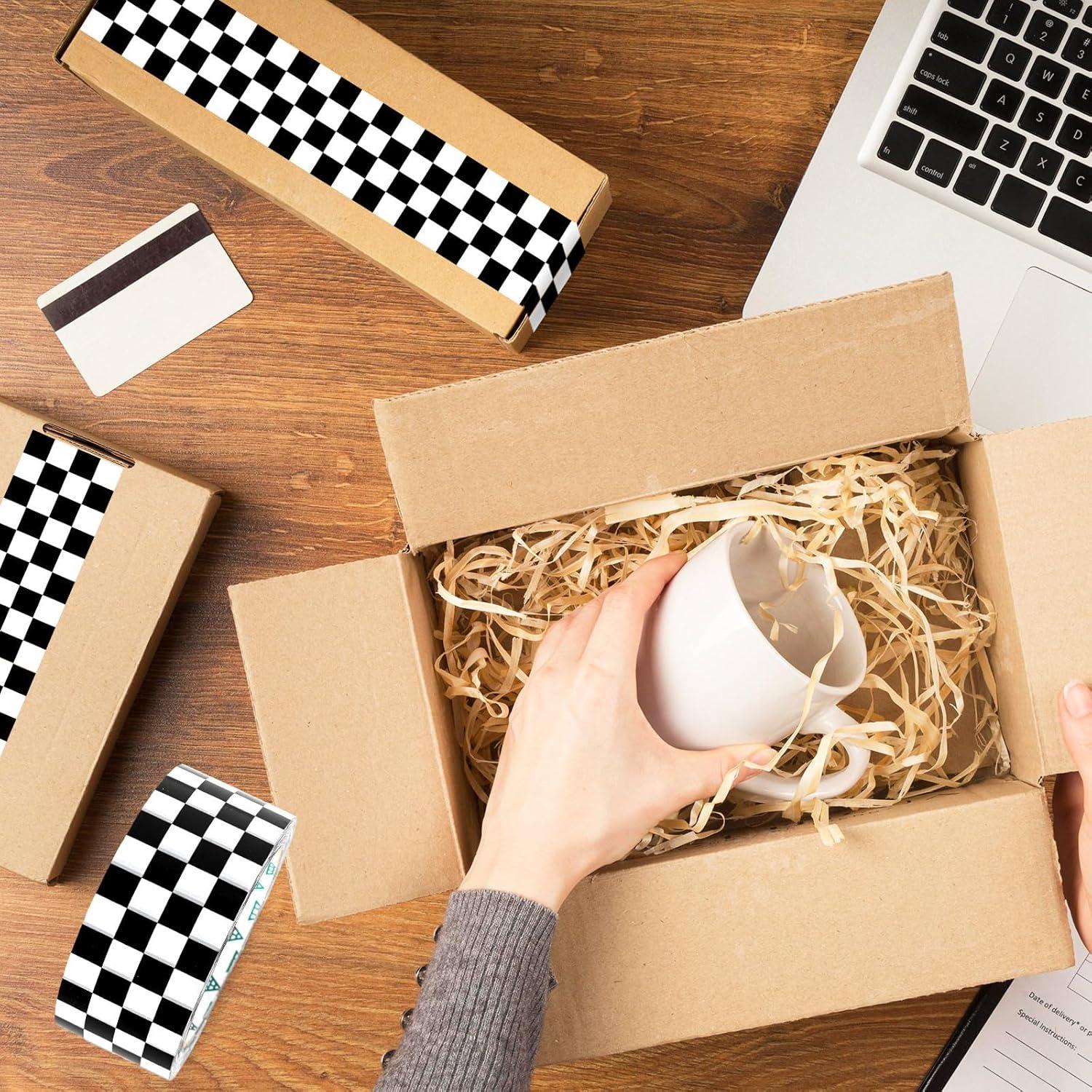 imageWhaline Halloween Packing Tape 100 Yard Cute Ghost Decorative Sticky Gift Wrapping Tape for DIY Crafts Small Business Sealing Boxes Mail Boxes SuppliesCheckered Flag