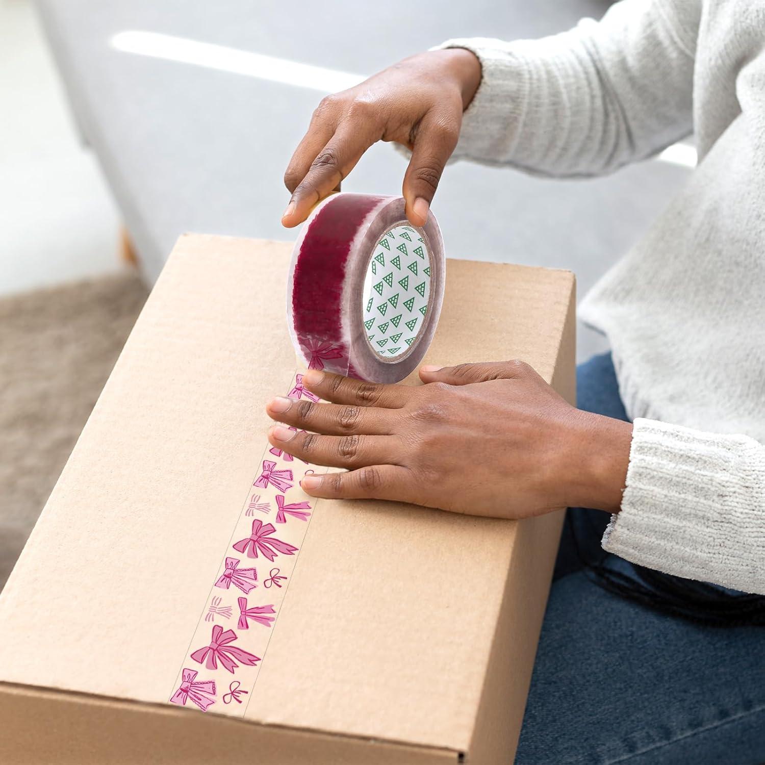 imageWhaline Halloween Packing Tape 100 Yard Cute Ghost Decorative Sticky Gift Wrapping Tape for DIY Crafts Small Business Sealing Boxes Mail Boxes SuppliesPink Coquette Bow