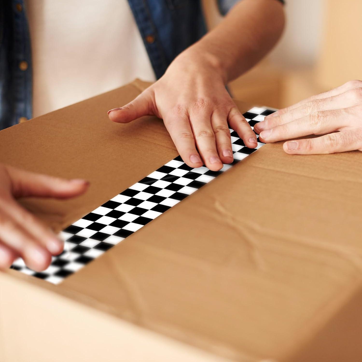 imageWhaline Halloween Packing Tape 100 Yard Cute Ghost Decorative Sticky Gift Wrapping Tape for DIY Crafts Small Business Sealing Boxes Mail Boxes SuppliesCheckered Flag