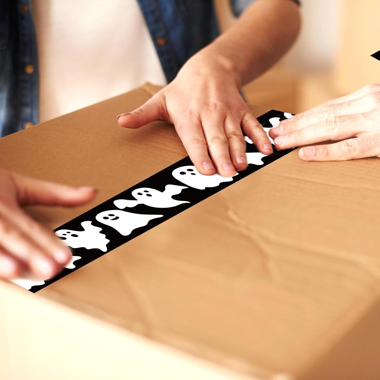 imageWhaline Halloween Packing Tape 100 Yard Cute Ghost Decorative Sticky Gift Wrapping Tape for DIY Crafts Small Business Sealing Boxes Mail Boxes SuppliesHalloween Ghost